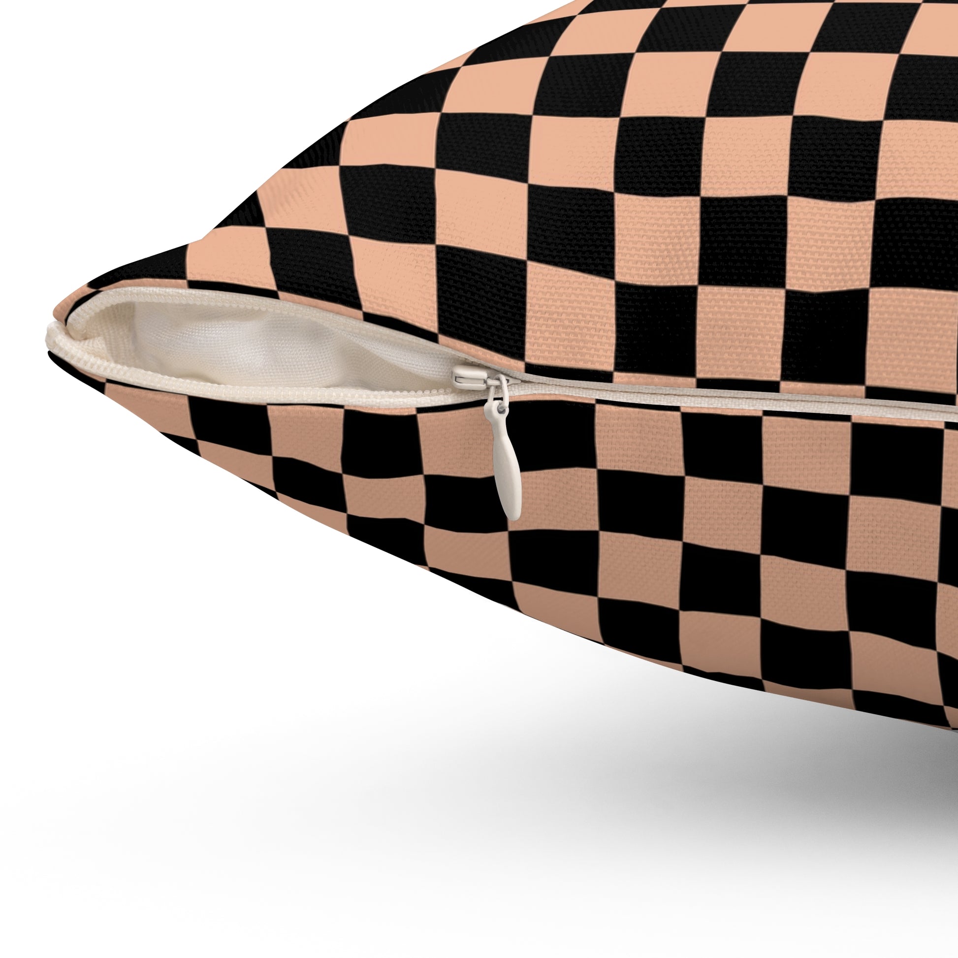 Checkerboard II Soft Orange and Black Spun Polyester Square Pillow, Artsulli - Art is Long, Life is Short, Home Decor, , , , , , , 