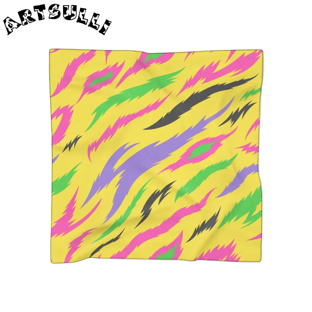 JAKKOUTTHEBXX Retro Psychedelic Tiger Stripes Yellow Poly Scarf