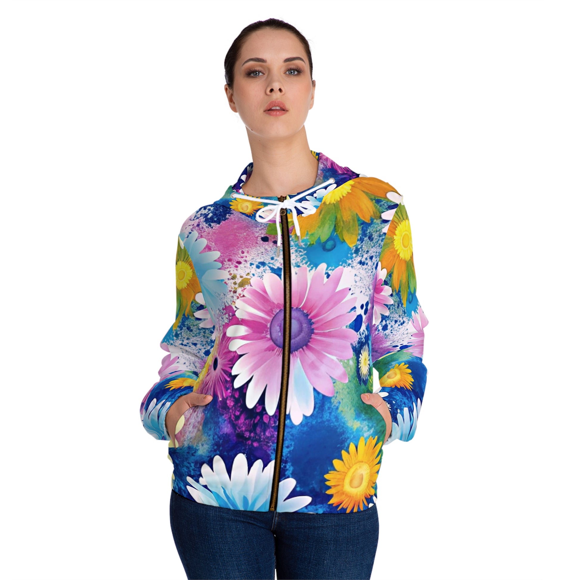 Magical Flower Explosion Multi-Color Women’s Full-Zip Hoodie (AOP), Artsulli - Art is Long, Life is Short, All Over Prints, , , , , , , 
