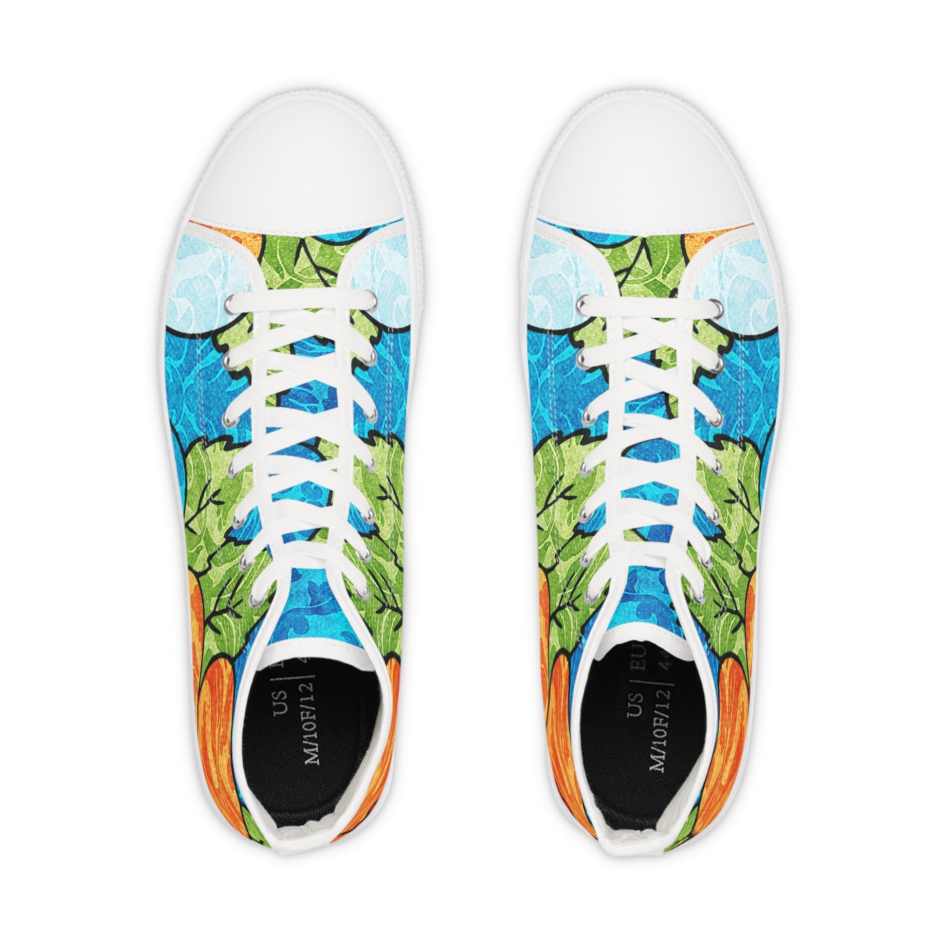 Blue Orange Groovy Men's High Top Sneakers, Artsulli - Art is Long, Life is Short, Shoes, , , , , , , 