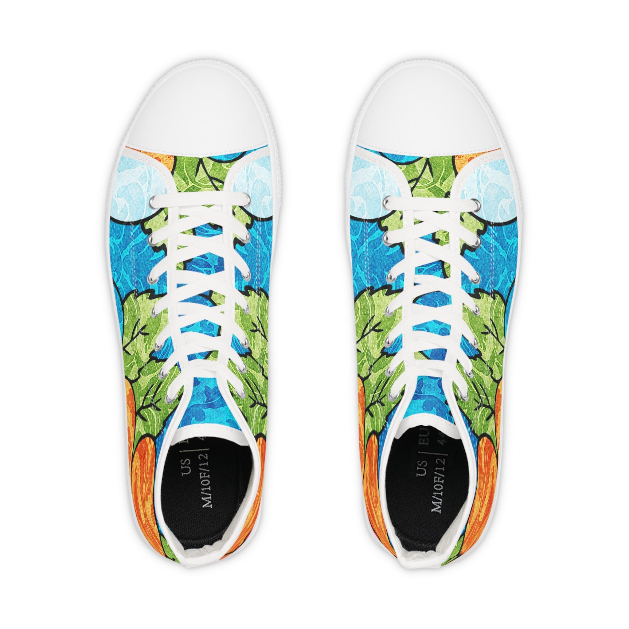 Blue Orange Groovy Men's High Top Sneakers, Artsulli - Art is Long, Life is Short, Shoes, , , , , , , 