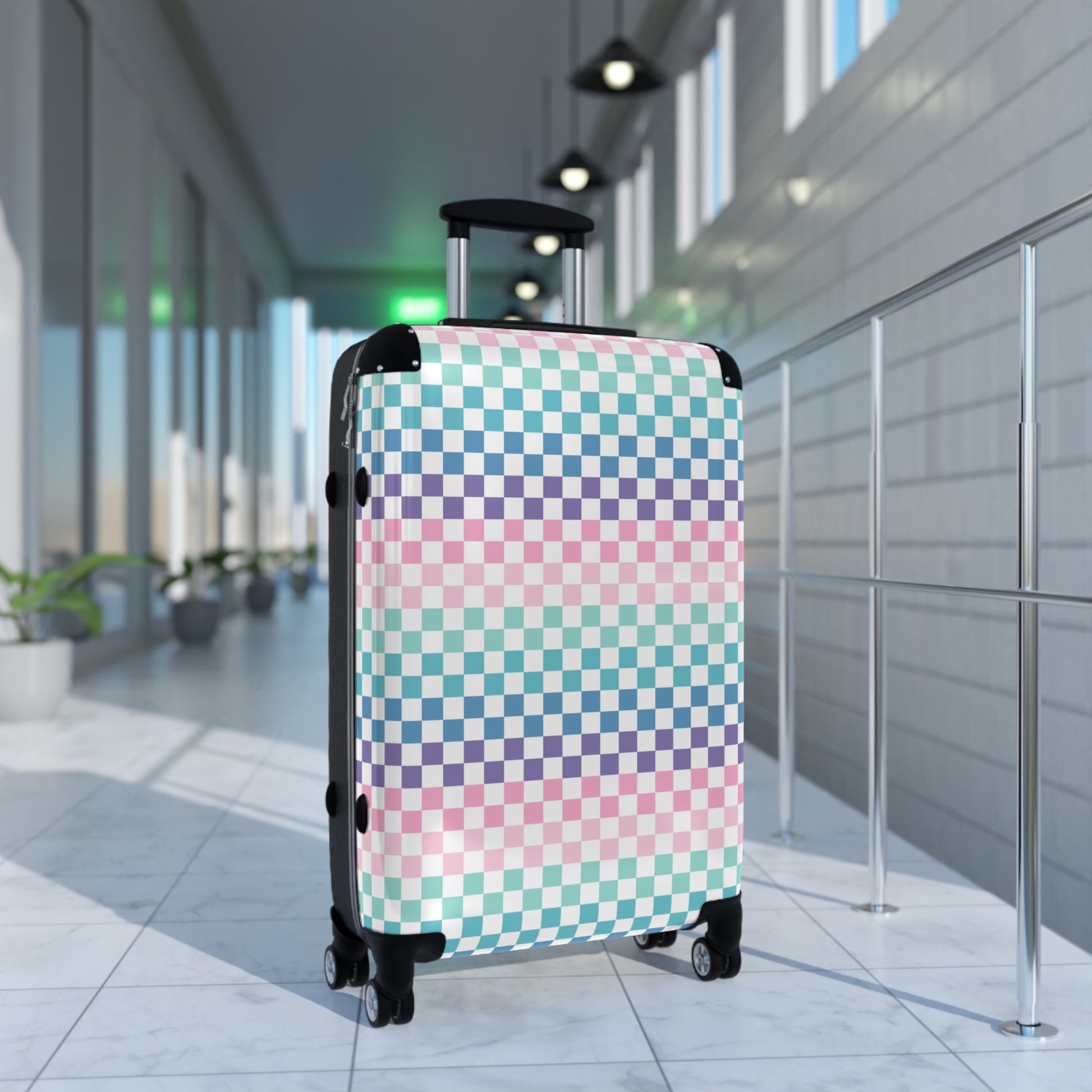 Vaporwave Rainbow  Checkerboard II Multi-Color Suitcase, Artsulli - Art is Long, Life is Short, Bags, , , , , , , 