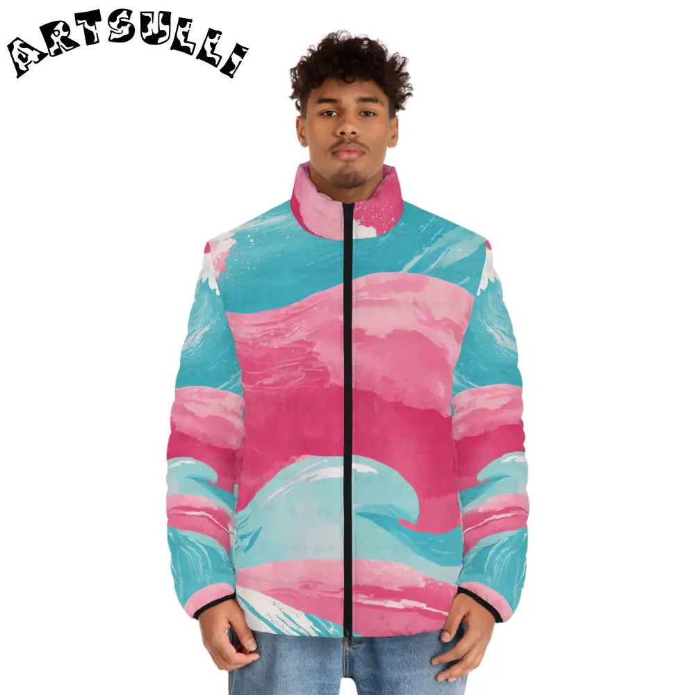 JAKKOUTTHEBXX The Great Pastelwave Pink and Blue Men’s Puffer Jacket