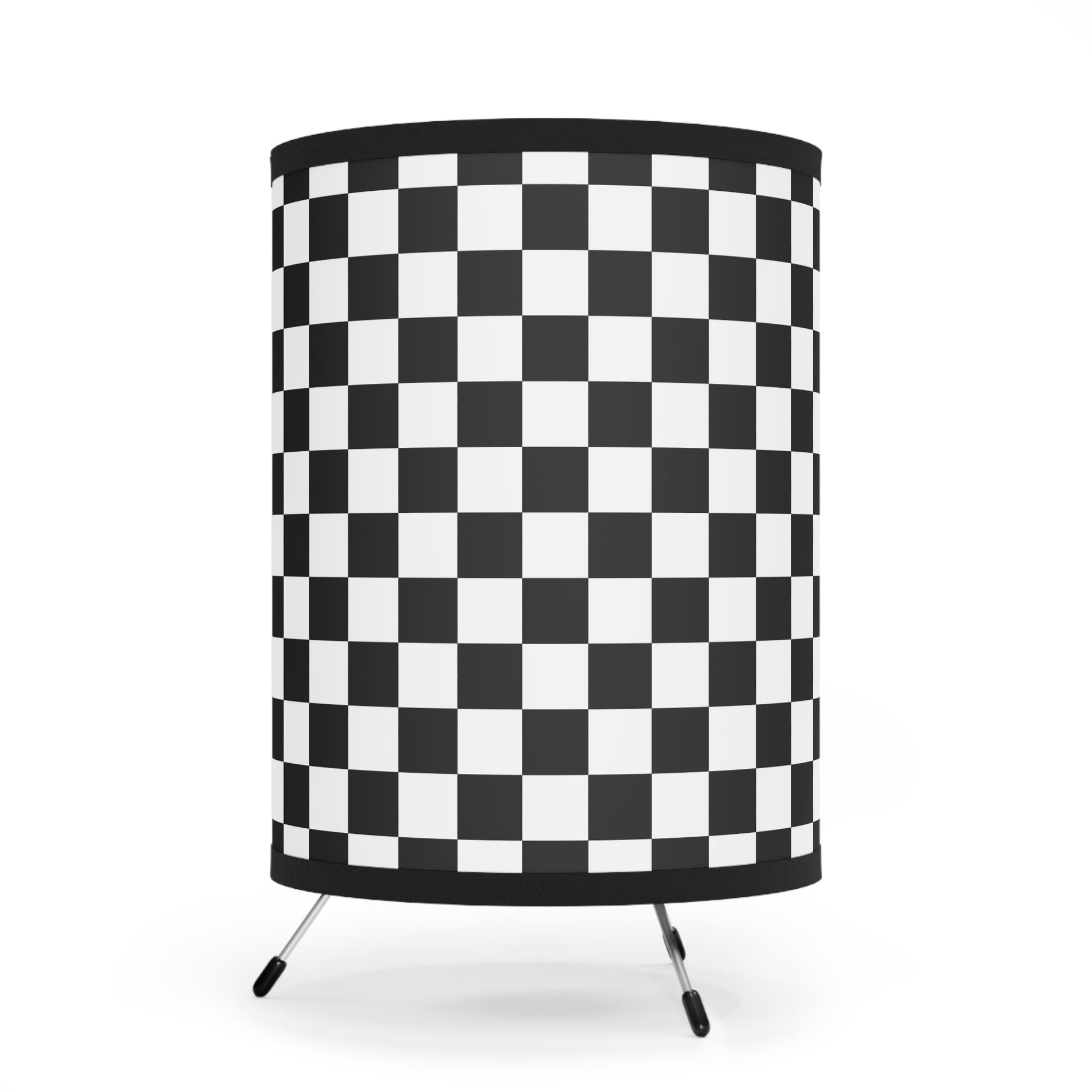 Checkerboard Black and White Tripod Lamp with High-Res Printed Shade, US\CA plug, Artsulli - Art is Long, Life is Short, Home Decor, , , , , , , 