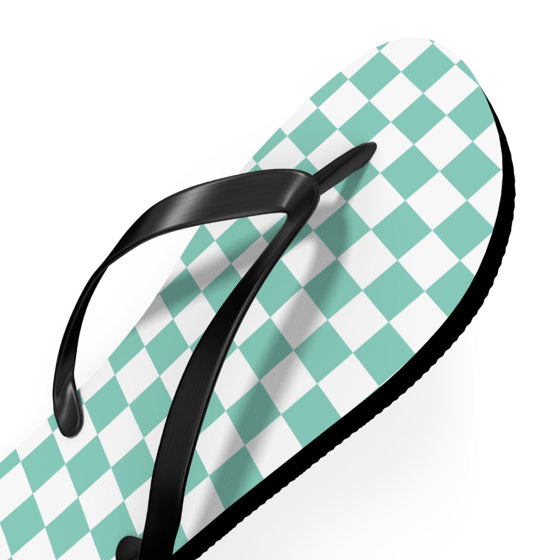 Checkerboard Light Green Flip Flops, Artsulli - Art is Long, Life is Short, Shoes, , , , , , , 