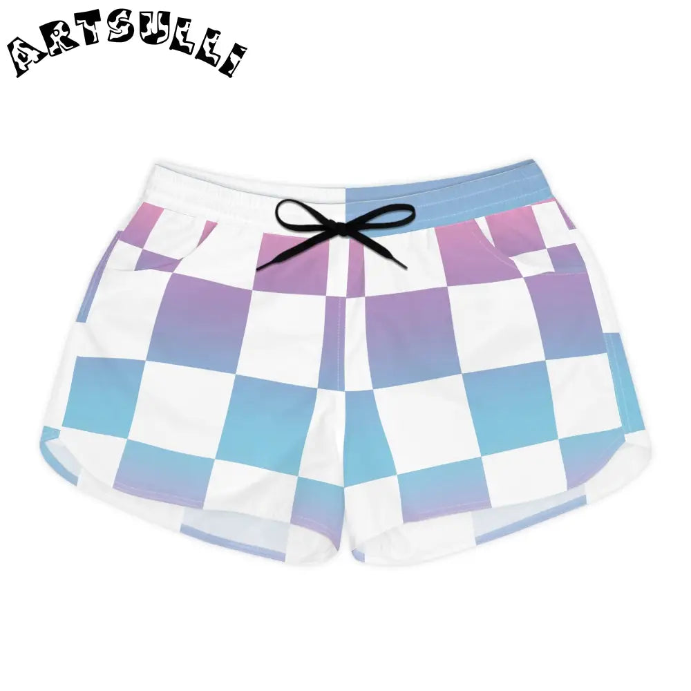 JAKKOUTTHEBXX Vaporwave Check Women’s Casual Shorts (AOP)