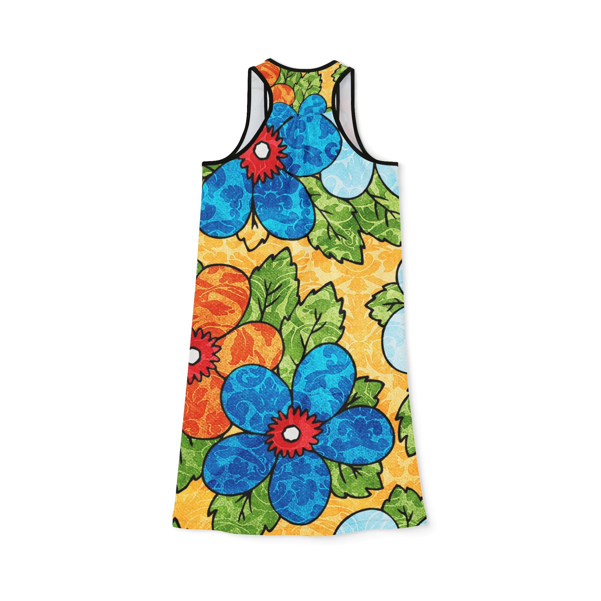 Groovy Yellow Floral Kl Women's Racerback Dress (AOP), Artsulli - Art is Long, Life is Short, Tank Top, , , , , , , 