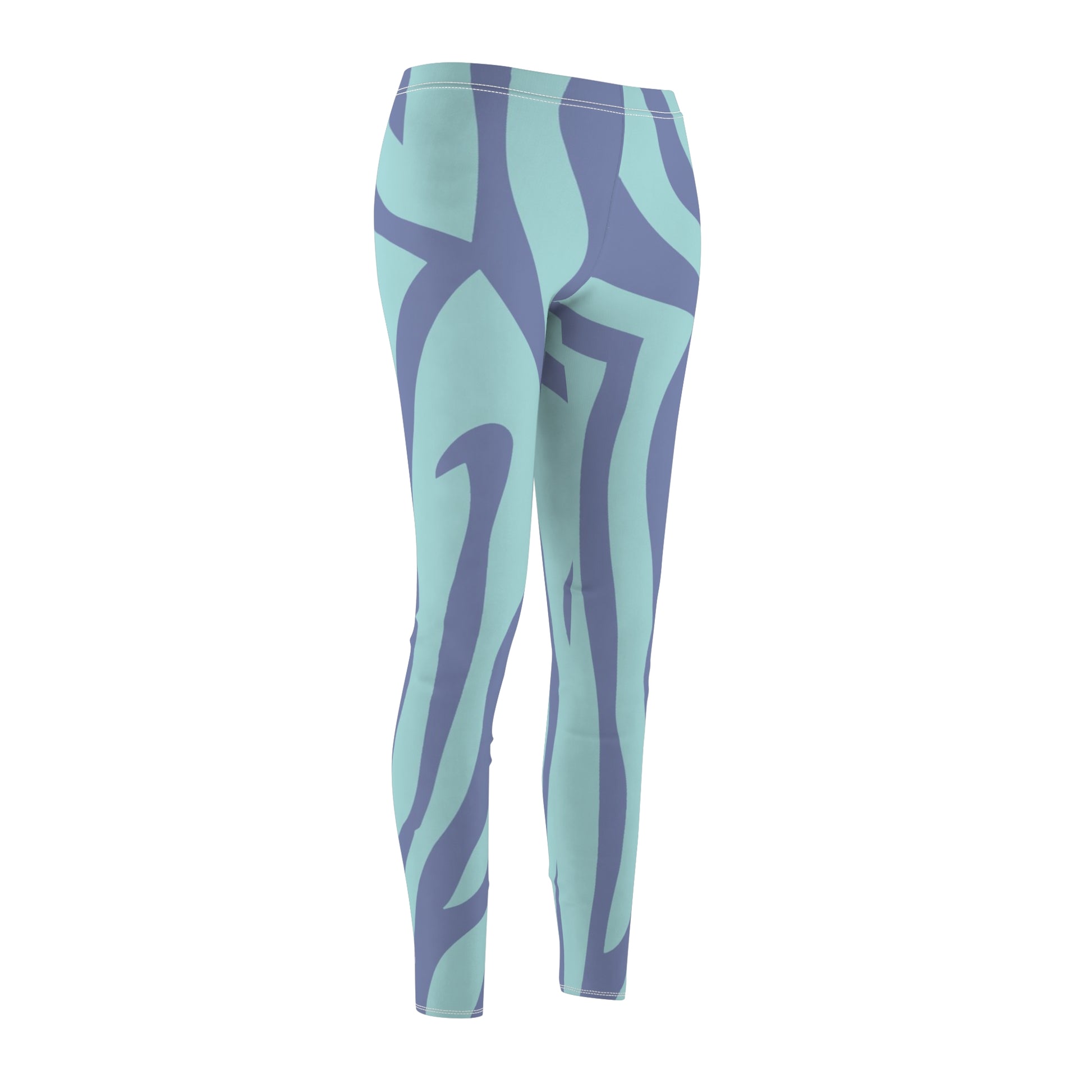 Amorphous Blue Zebra Banner Women's Cut & Sew Casual Leggings (AOP), Artsulli - Art is Long, Life is Short, All Over Prints, , , , , , , 
