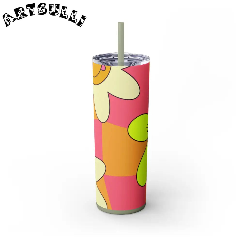 JAKKOUTTHEBXX Trippy Sour Face Rave Skinny Tumbler with Straw 20oz