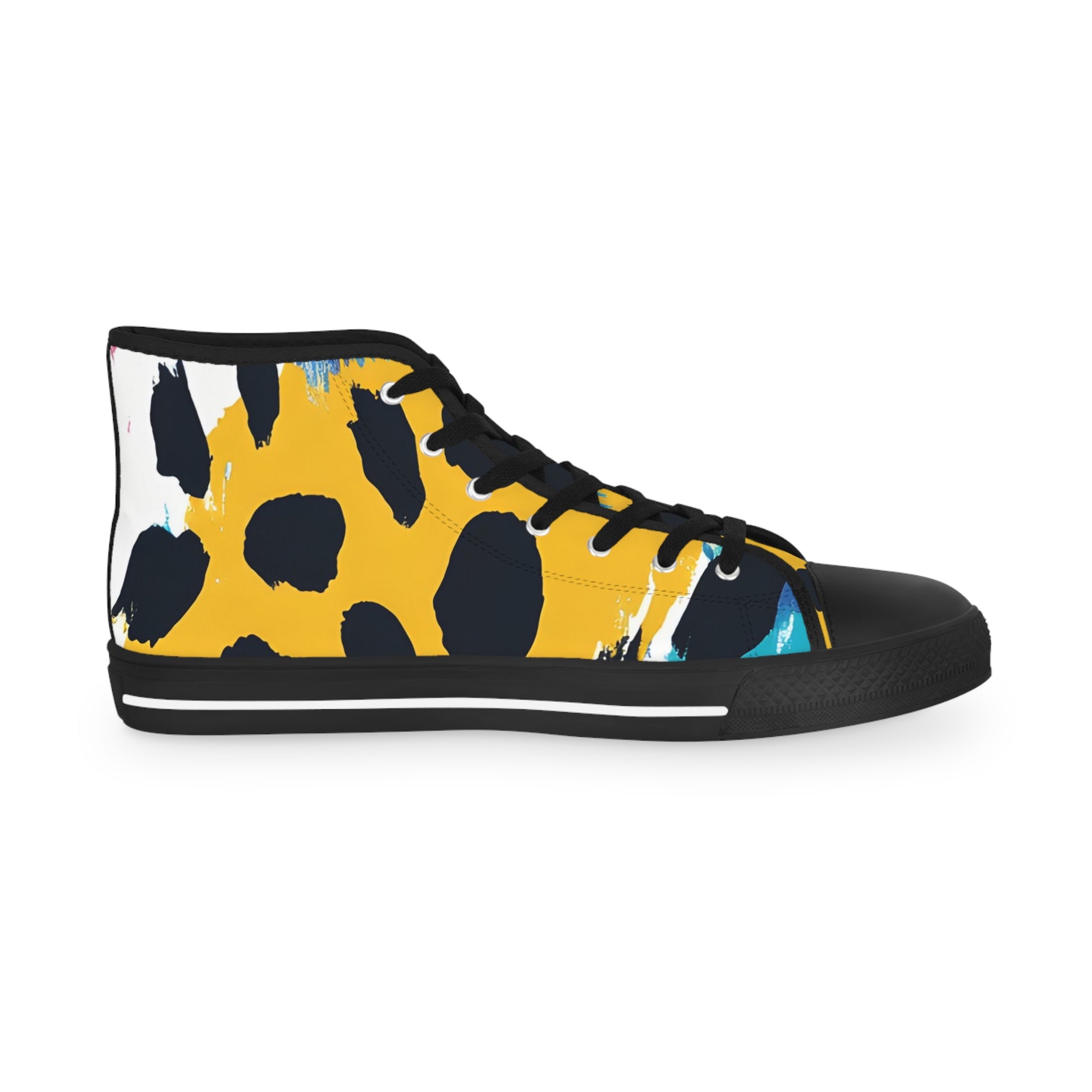 Leopard Print x Paint Brush Strokes II Multi-Color Men's High Top Sneakers, Artsulli - Art is Long, Life is Short, Shoes, , , , , , , 