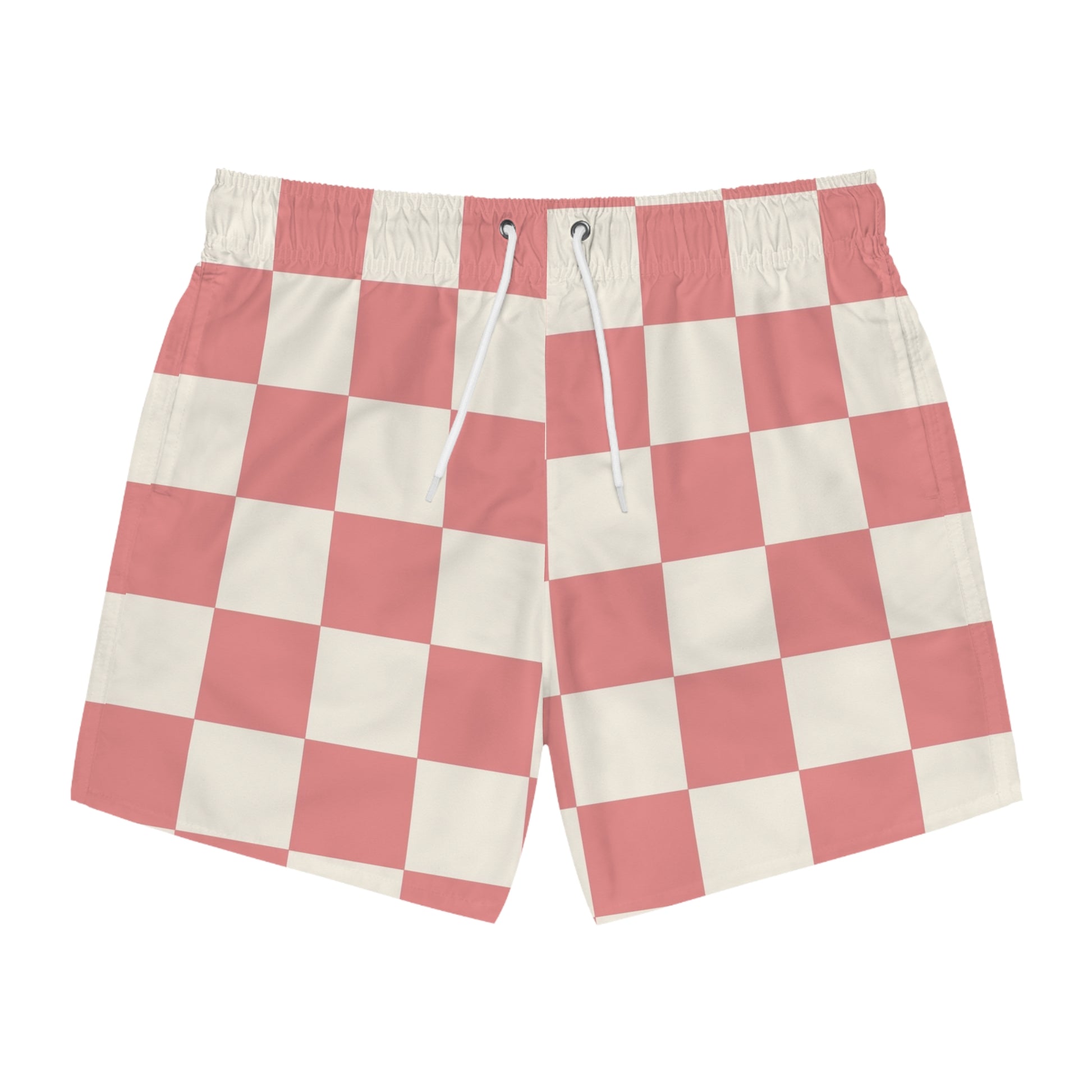 Retro Checkered Grassland Sprites Swim Trunks (AOP), Artsulli - Art is Long, Life is Short, All Over Prints, Size, XS, Color, Seam thread color automatically matched to design, , , 33991885327847813987