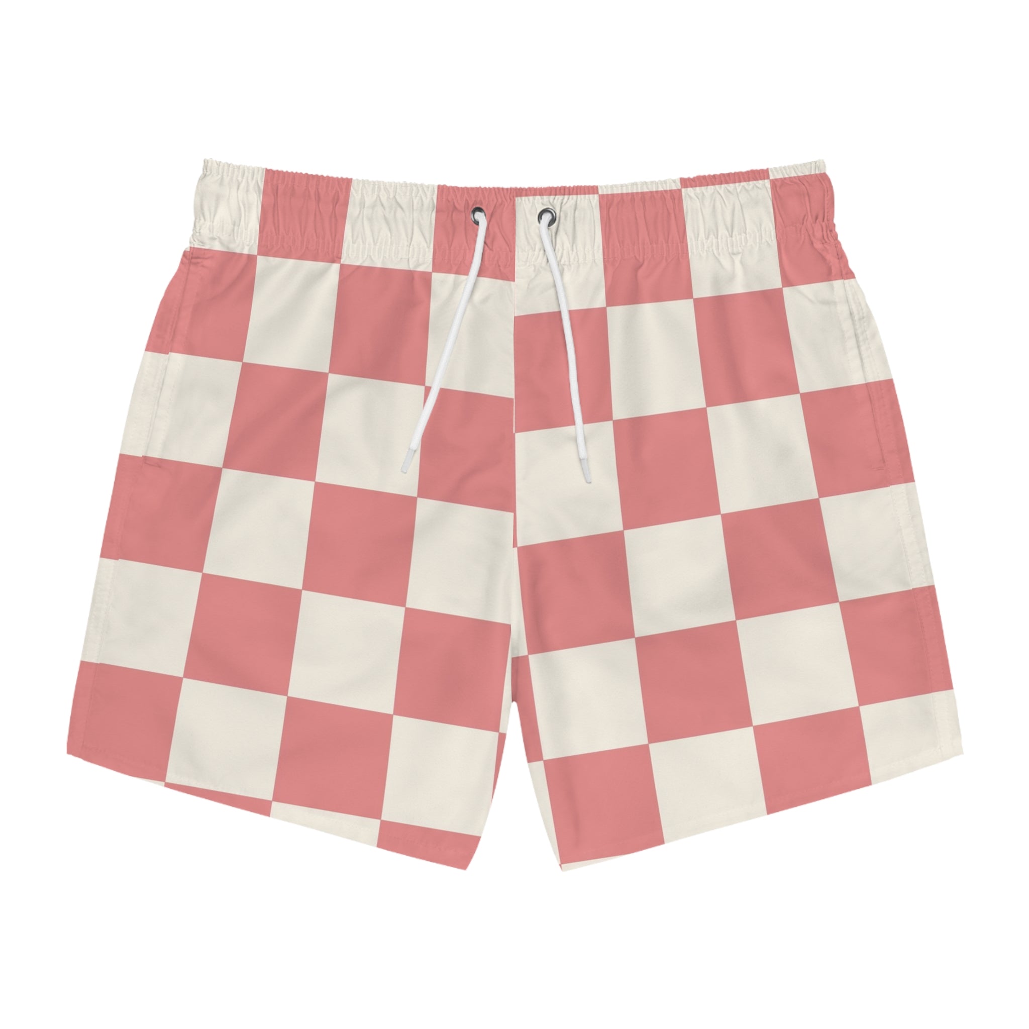 Retro Checkered Grassland Sprites Swim Trunks (AOP), Artsulli - Art is Long, Life is Short, All Over Prints, Size, XS, Color, Seam thread color automatically matched to design, , , 33991885327847813987