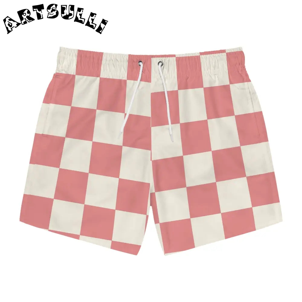 JAKKOUTTHEBXX Retro Checkered Grassland Sprites Swim Trunks (AOP)