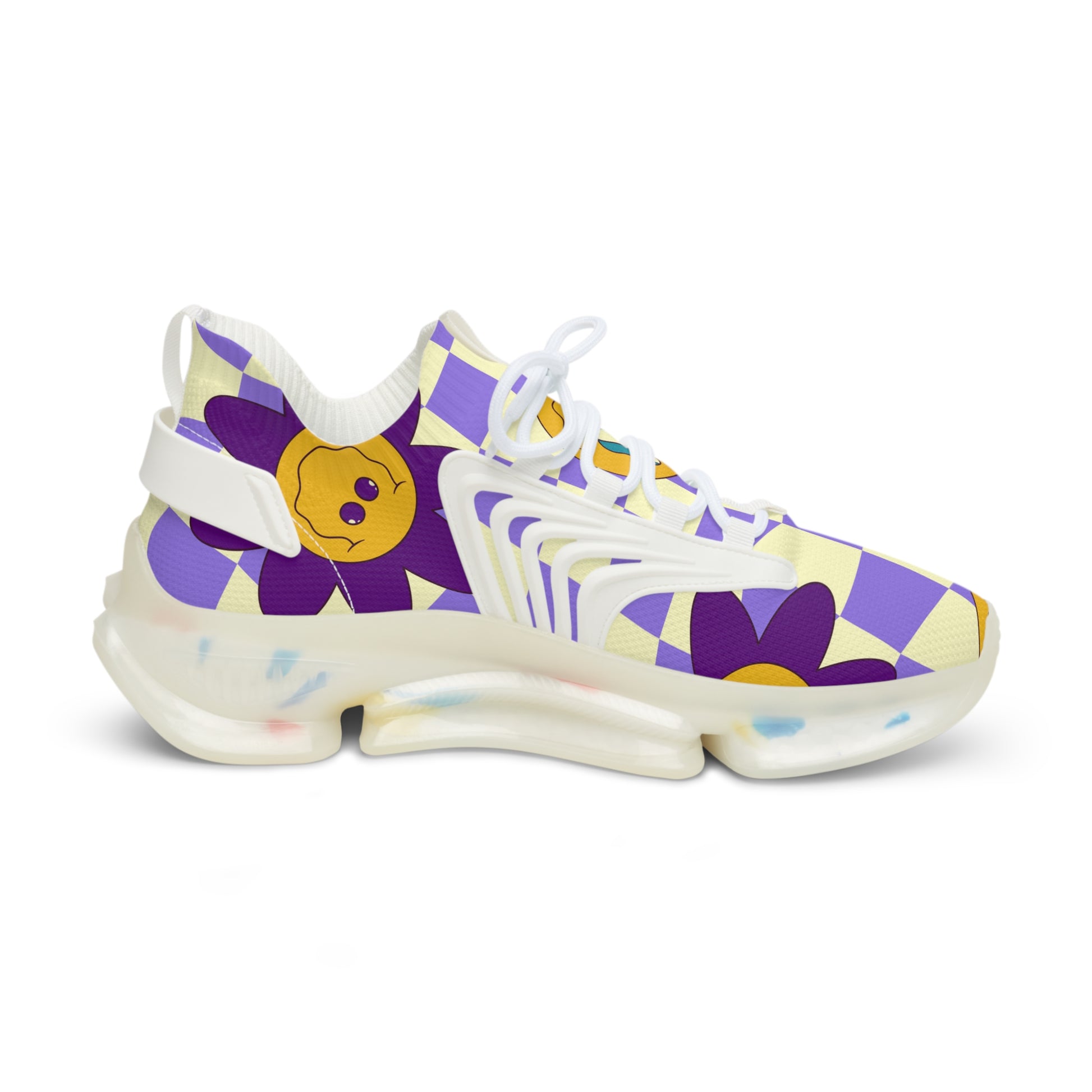 Trippy Flower Power Motifs Men's Mesh Sneakers, Artsulli - Art is Long, Life is Short, Shoes, , , , , , , 