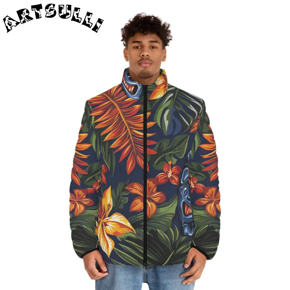 JAKKOUTTHEBXX Tropic Tiki Mask Puffer Jacket 2025