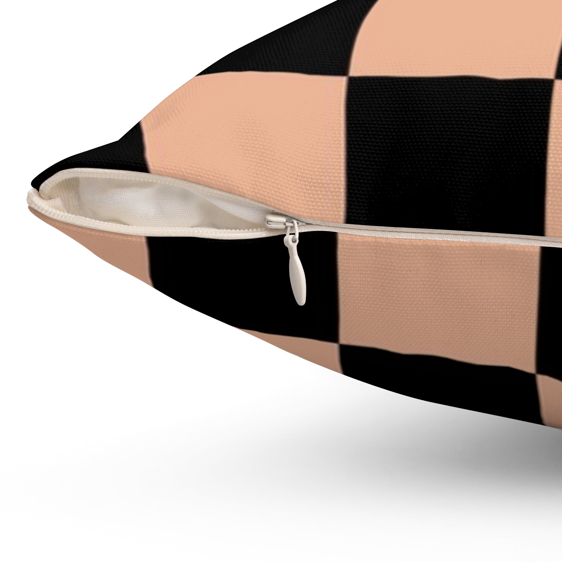 Checkerboard Soft Orange and Black Spun Polyester Square Pillow, Artsulli - Art is Long, Life is Short, Home Decor, , , , , , , 