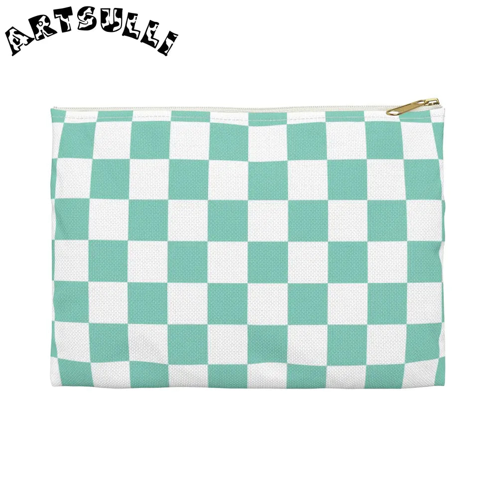 JAKKOUTTHEBXX Checkerboard Light Green Accessory Pouch JAKKOUTTHEBXX