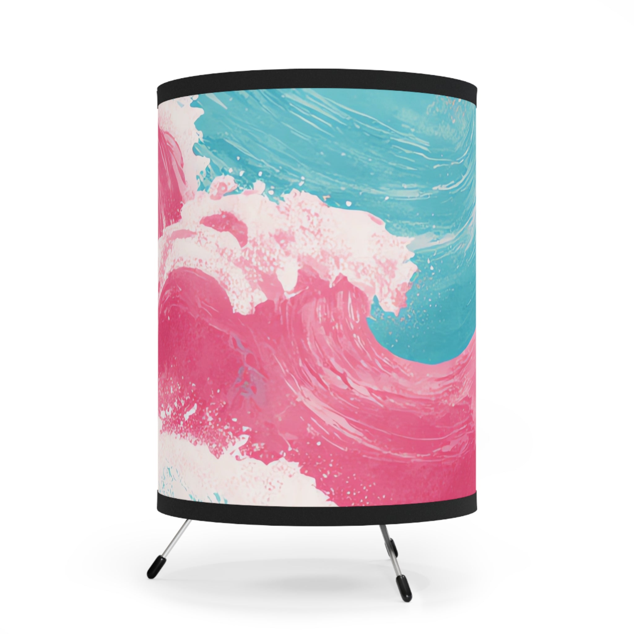 The Great Pastelwave Pink and Blue Tripod Lamp with High-Res Printed Shade, US\CA plug, Artsulli - Art is Long, Life is Short, Home Decor, , , , , , , 
