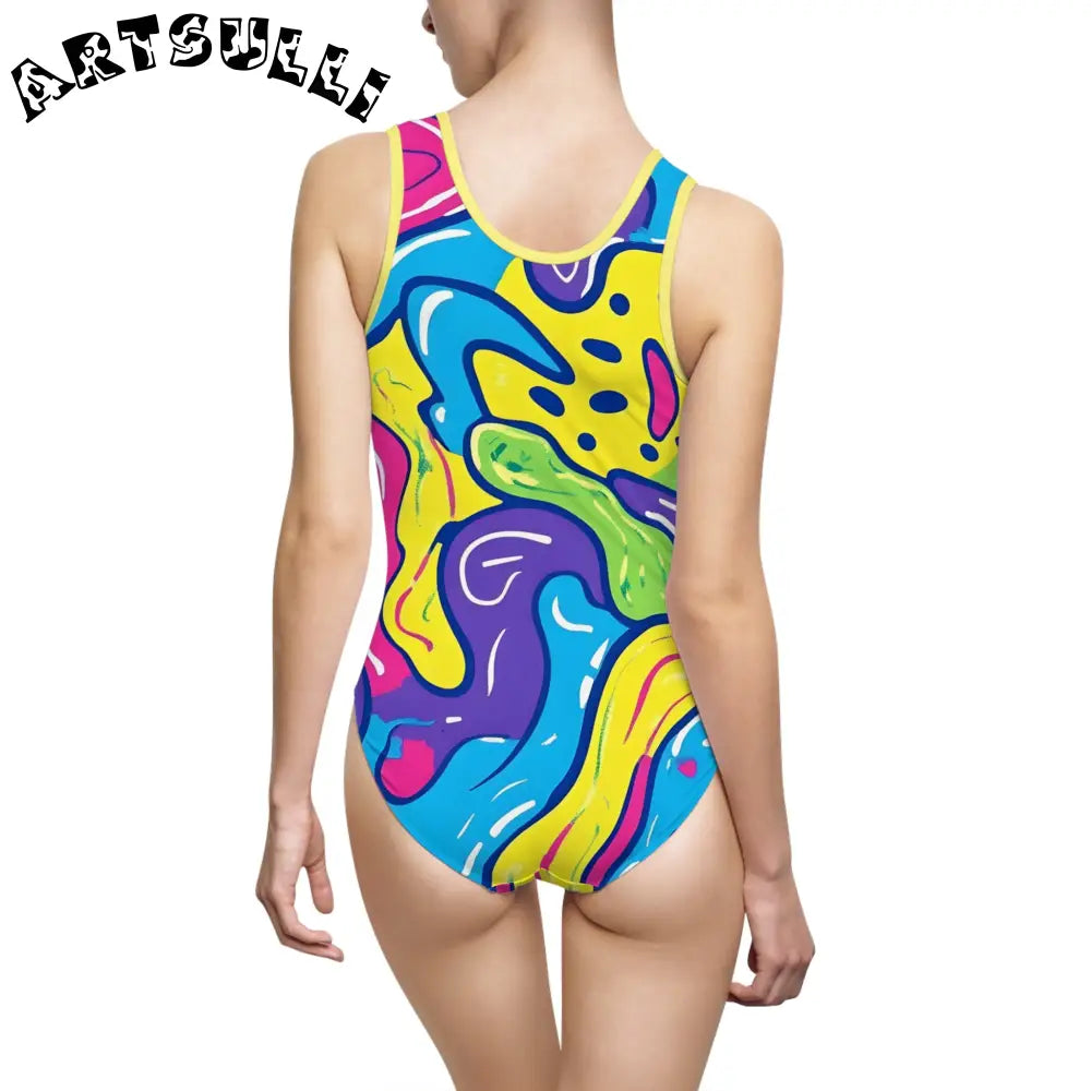 JAKKOUTTHEBXX Colorful Abstract Print One Piece with Elastic Straps 2025