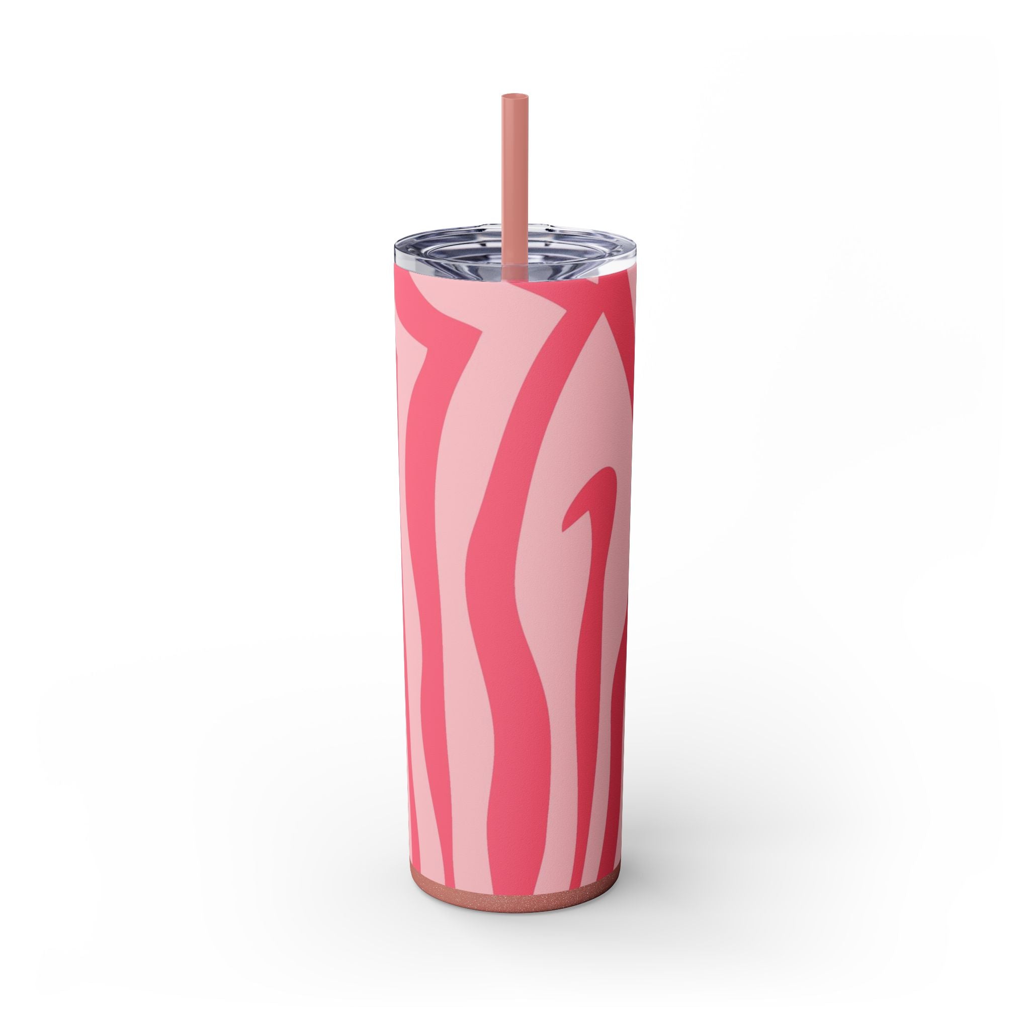 Nagels Pink Zebra Skinny Tumbler with Straw, 20oz, Artsulli - Art is Long, Life is Short, Mug, Finish, Glossy, Color, Glitter Dusty Rose, Size, 20oz, 84097527214753