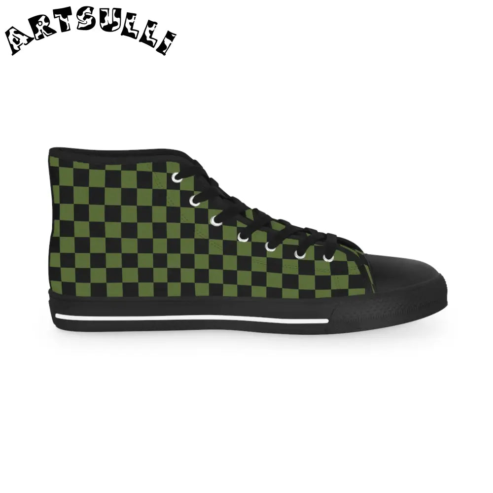 JAKKOUTTHEBXX Checkerboard II Olive Green and Black Men’s High Top