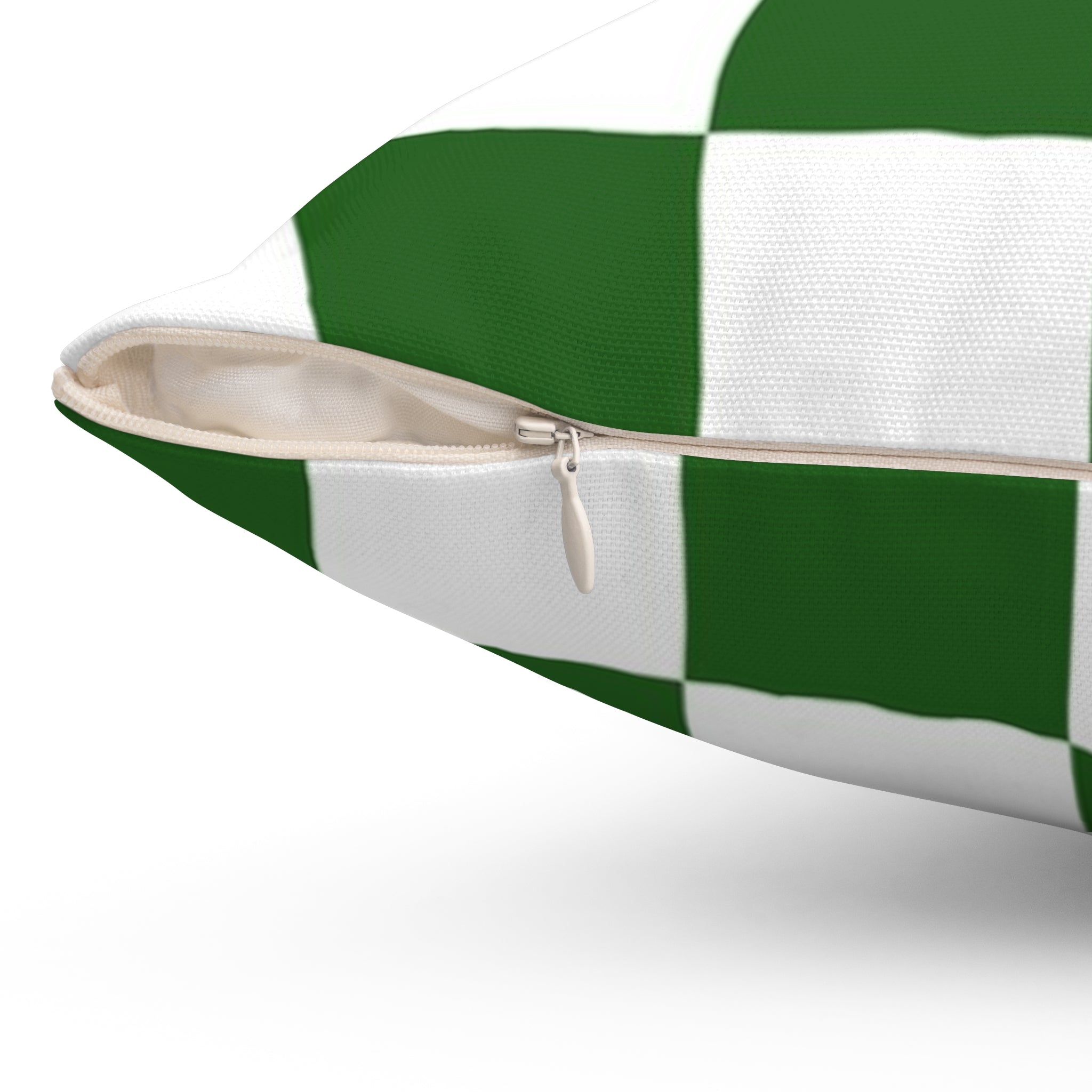Checkerboard White and Dark Green Spun Polyester Square Pillow, Artsulli - Art is Long, Life is Short, Home Decor, , , , , , , 