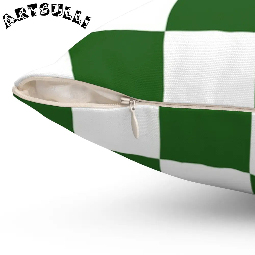 JAKKOUTTHEBXX Checkerboard White and Dark Green Spun Polyester