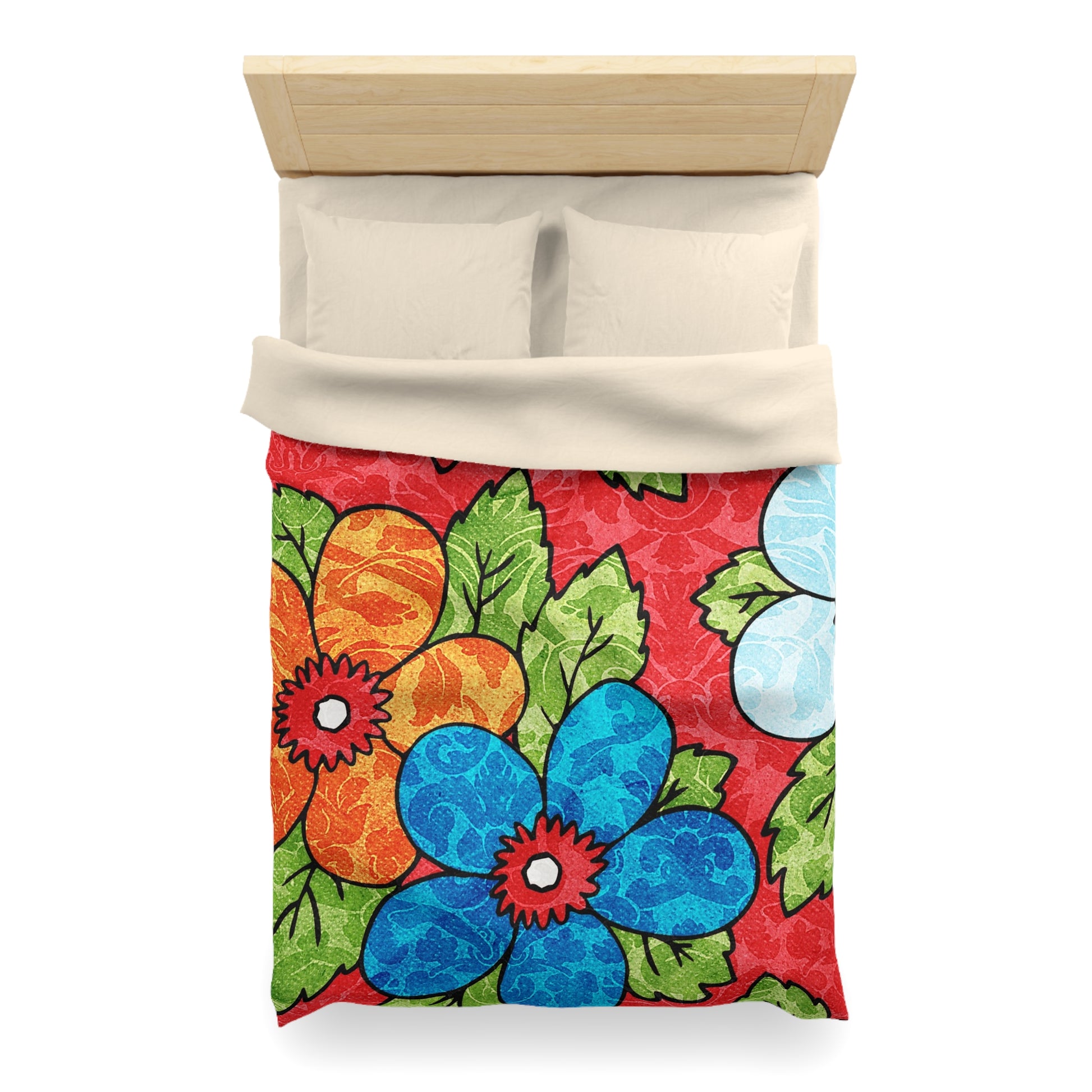 Groovy Red Floral Kl Microfiber Duvet Cover, Artsulli - Art is Long, Life is Short, Home Decor, , , , , , , 