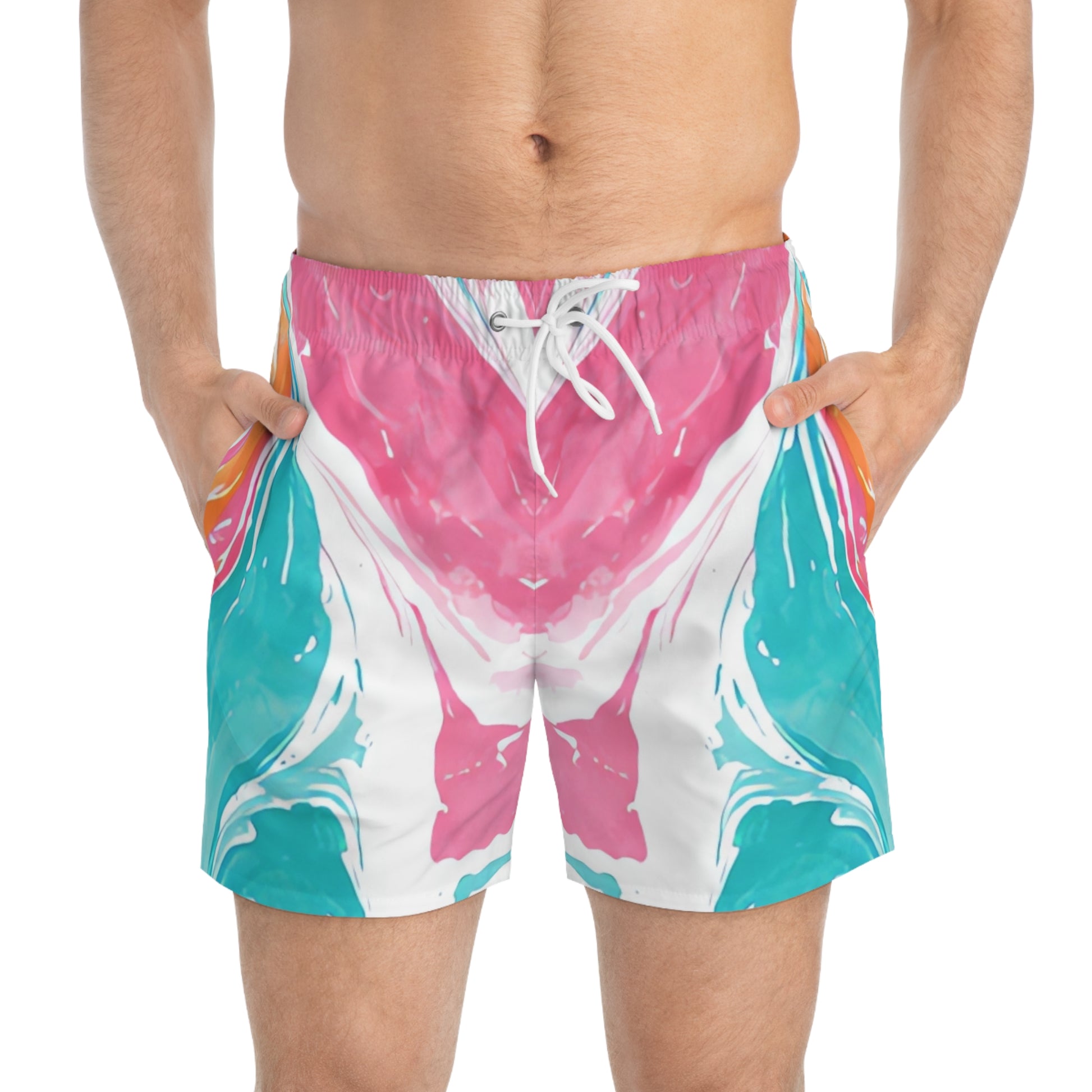 Liquid Pastel Spill Multi-Color Swim Trunks (AOP), Artsulli - Art is Long, Life is Short, All Over Prints, , , , , , , 