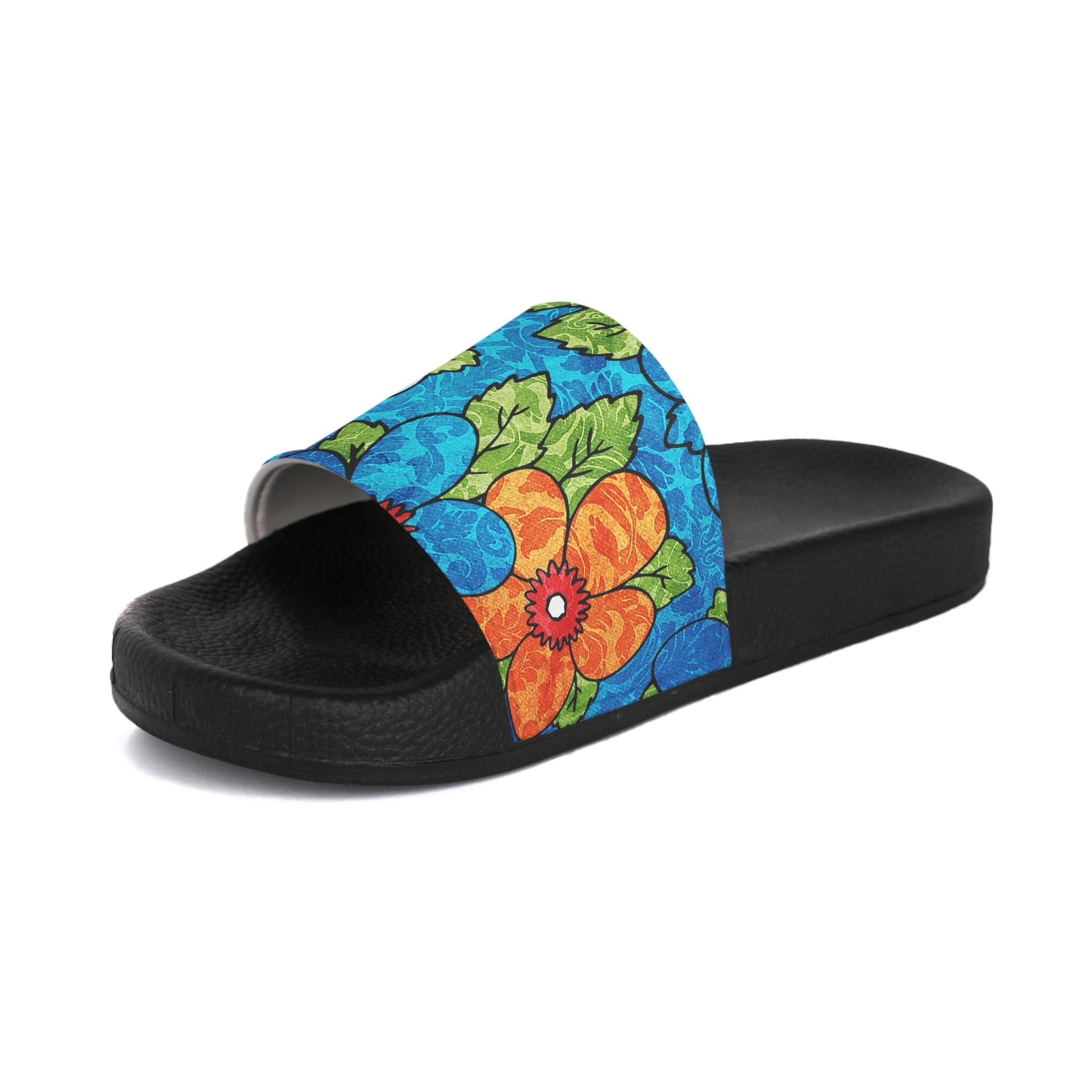 Blue Orange Groovy Women's Slide Sandals, Artsulli - Art is Long, Life is Short, Shoes, , , , , , , 