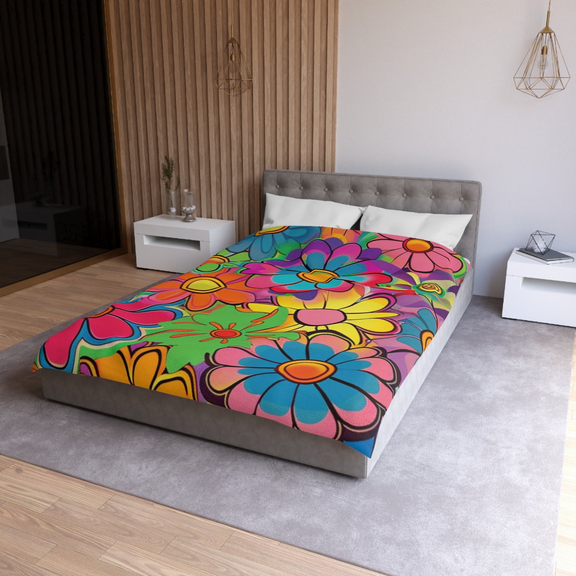 Chromatic Daisy Dream Microfiber Duvet Cover, Artsulli - Art is Long, Life is Short, Home Decor, , , , , , , 
