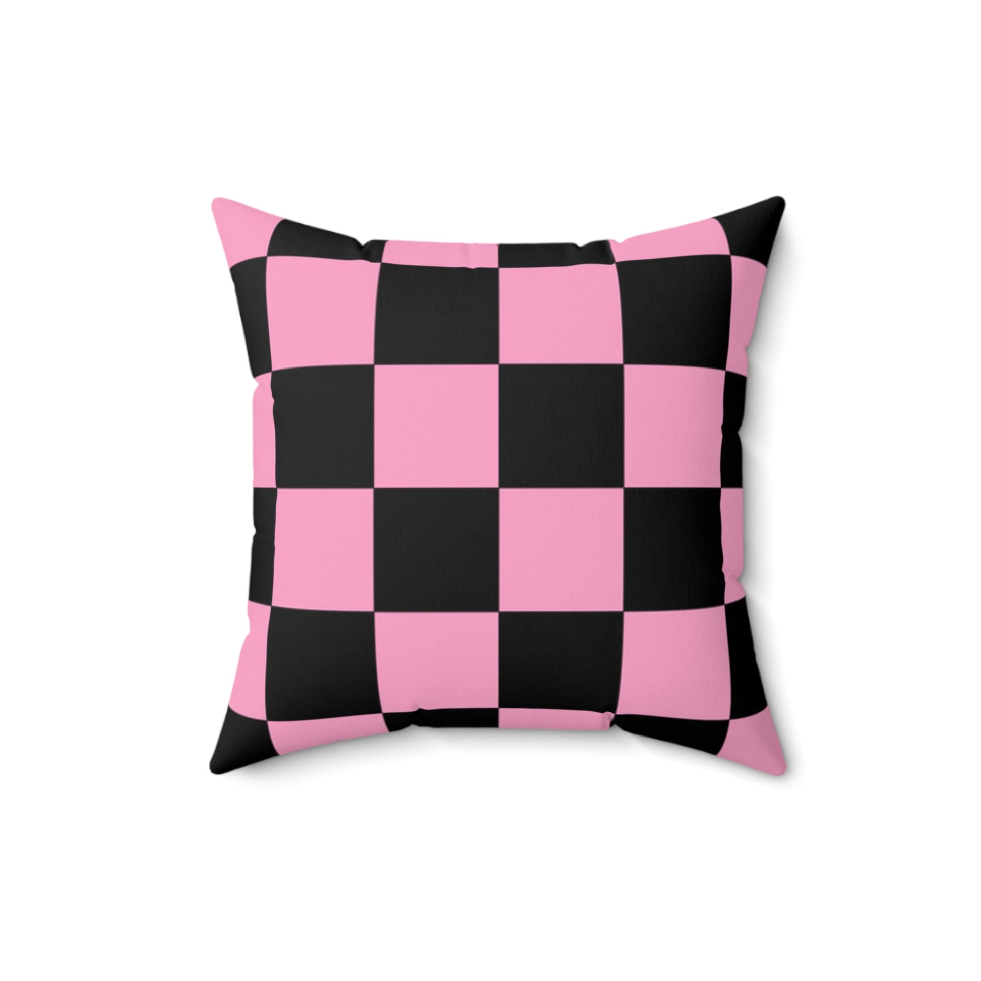 Checkerboard Black and Pink Spun Polyester Square Pillow, Artsulli - Art is Long, Life is Short, Home Decor, , , , , , , 
