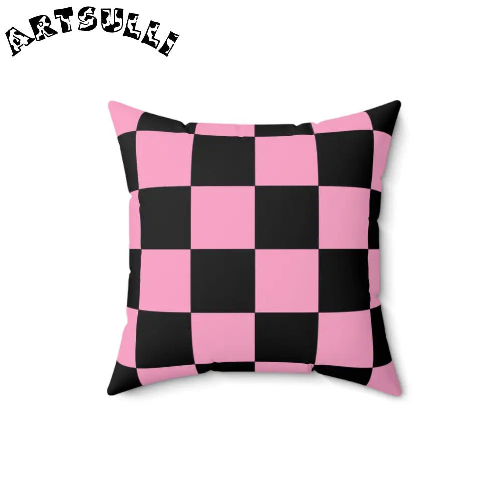 JAKKOUTTHEBXX Checkerboard Black and Pink Spun Polyester Square