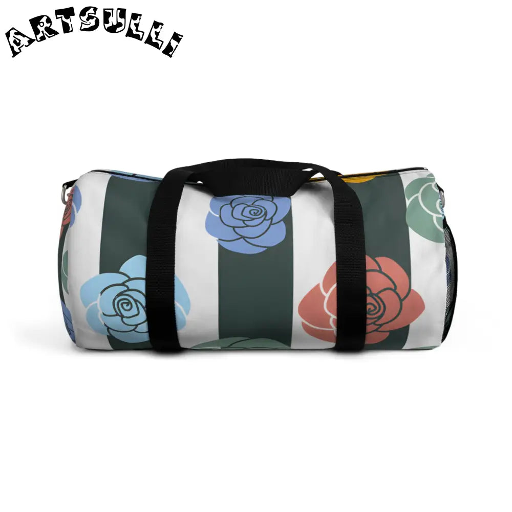 JAKKOUTTHEBXX Stripes x Roses Black and White Duffel Bag