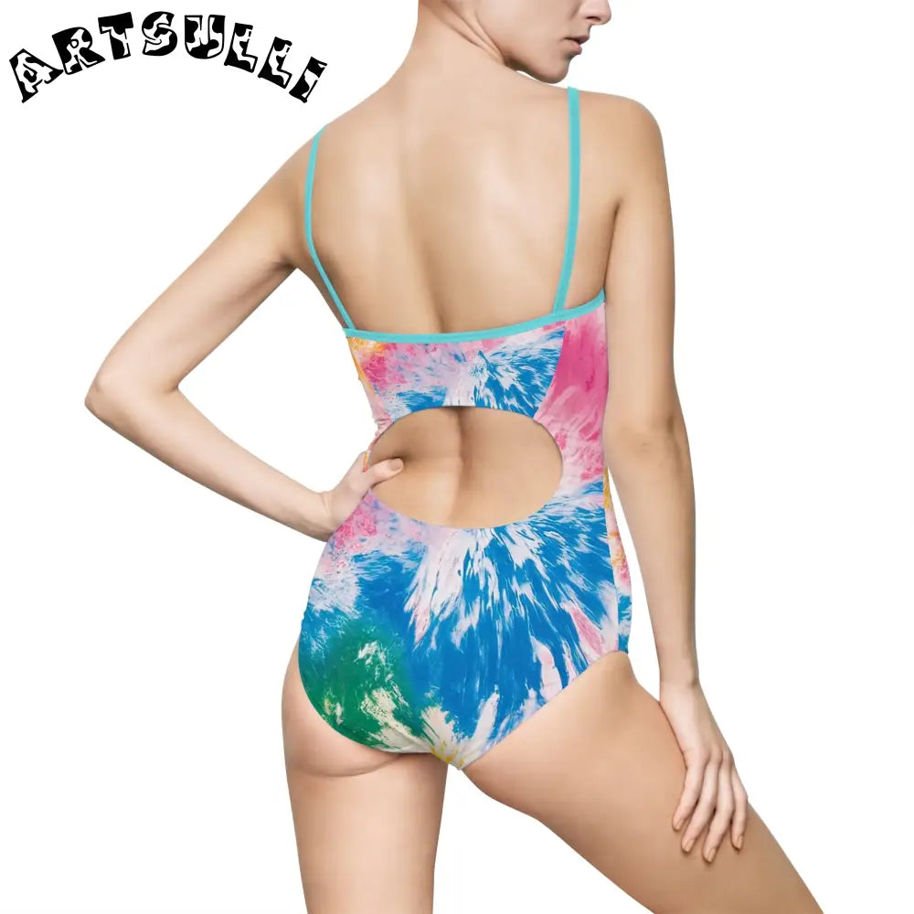 JAKKOUTTHEBXX Tie-Dye Hollow Back One-Piece Swimsuit 2025