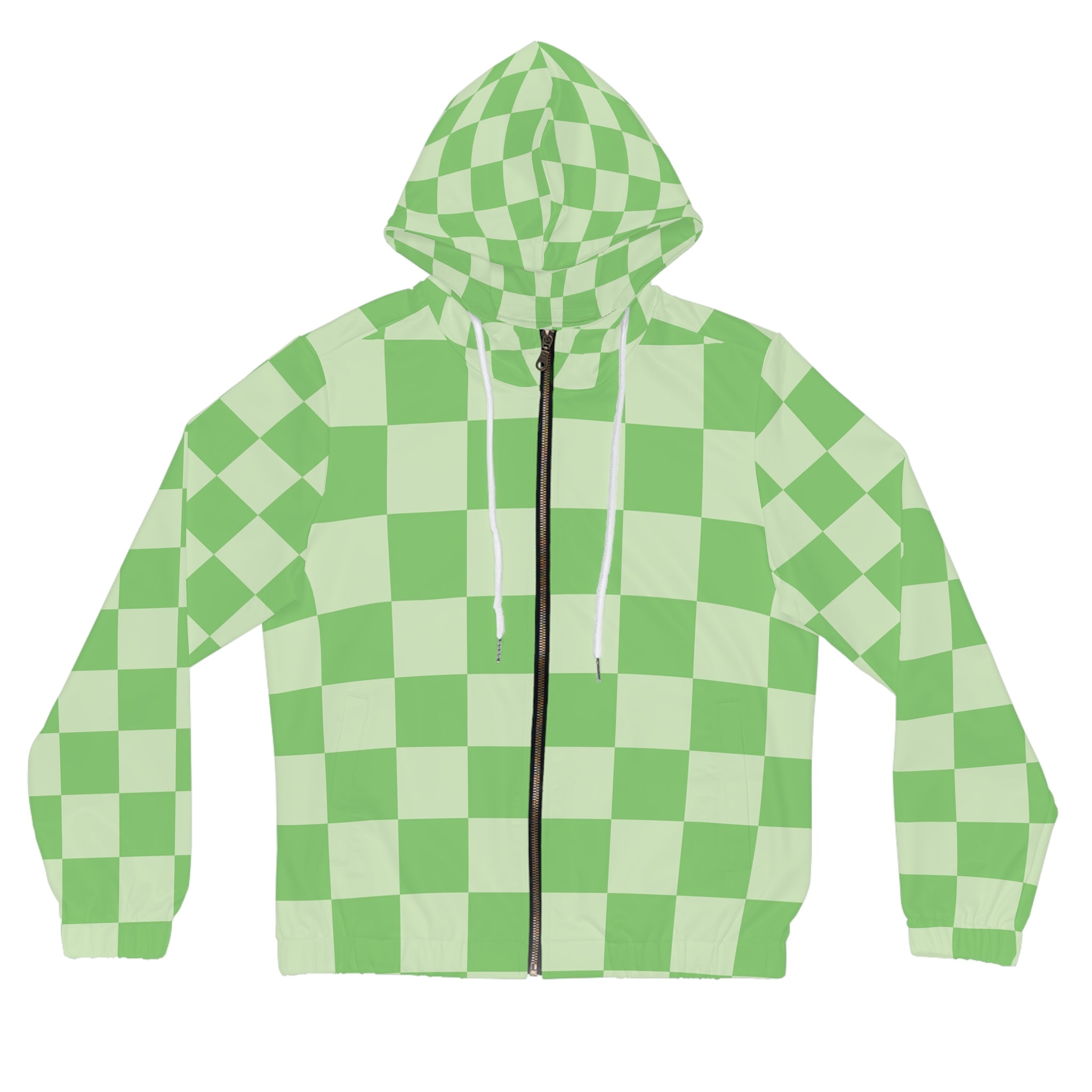 Checkerboard Green Women’s Full-Zip Hoodie (AOP), Artsulli - Art is Long, Life is Short, All Over Prints, Size, XS, Color, White, , , 23478256136830858982