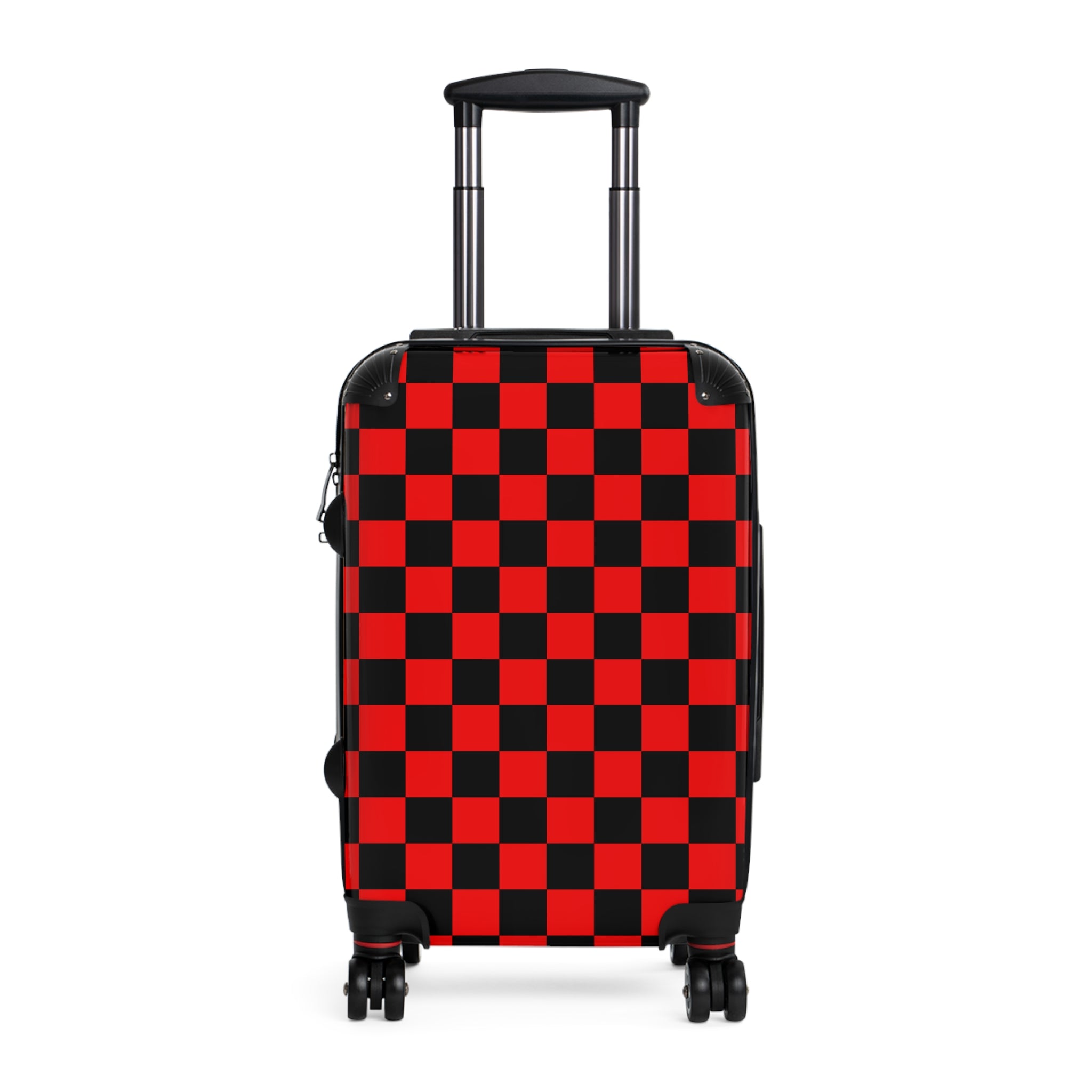 Checkerboard Red and Black Suitcase, Artsulli - Art is Long, Life is Short, Bags, Size, Small, Color, Black, , , 15195051529273683121