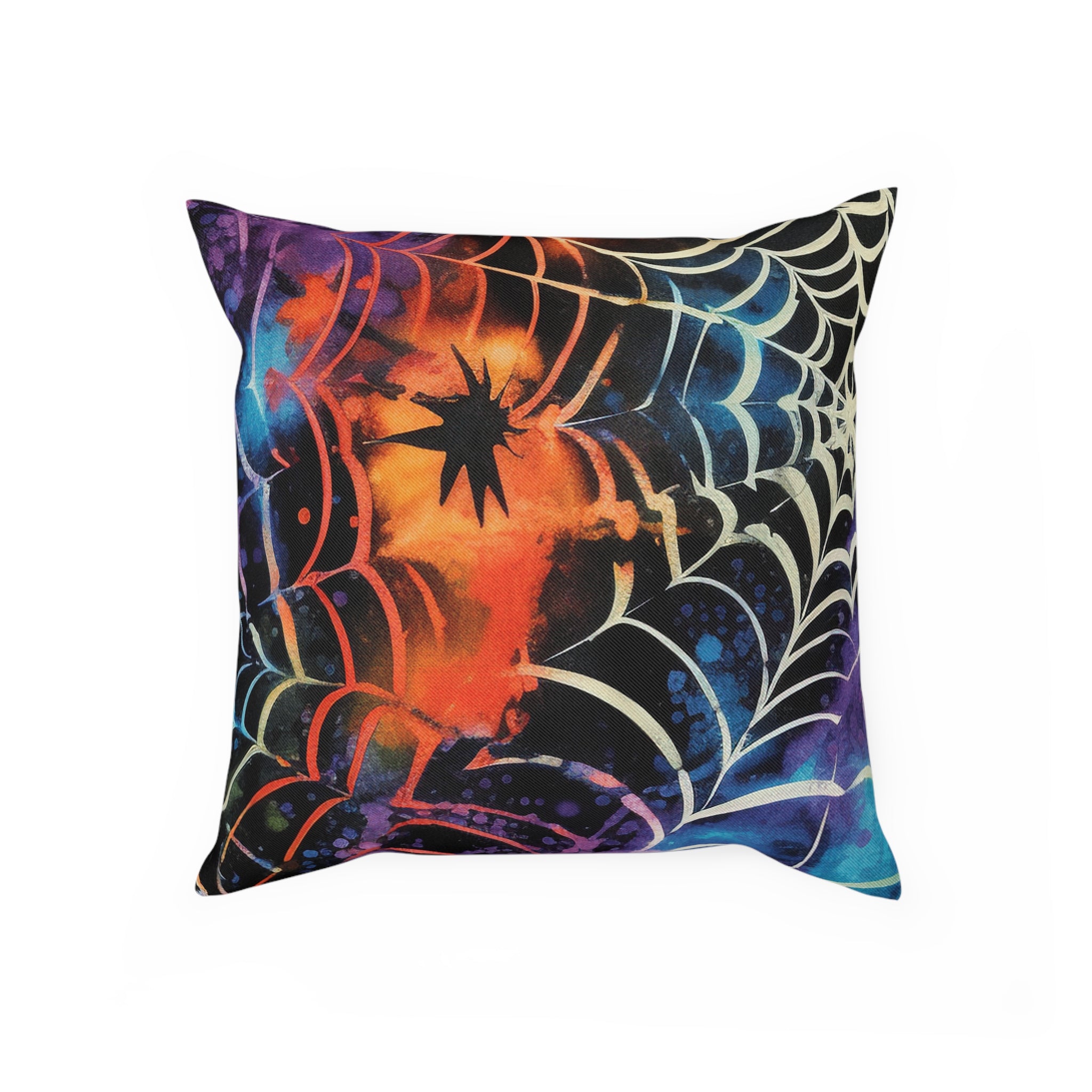 Spider Web Tie Dye Cushion, Artsulli - Art is Long, Life is Short, Home Decor, Size, 15.7" × 15.7", , , , , 49824832894634809566
