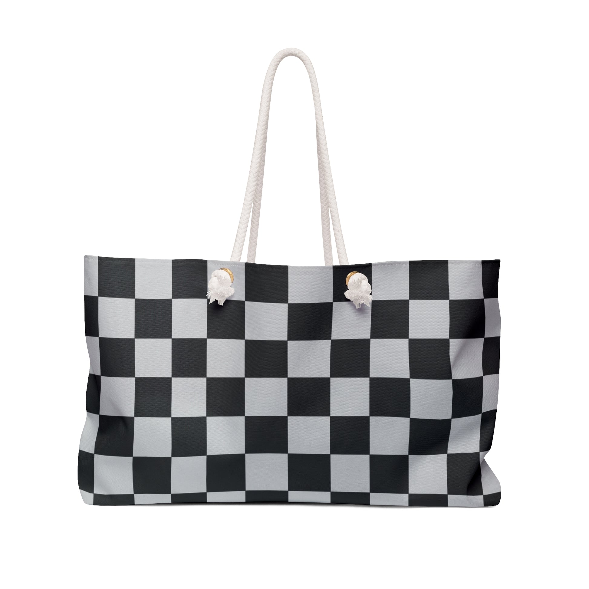Checkerboard Dada Black and Light Gray Weekender Bag, Artsulli - Art is Long, Life is Short, Bags, Size, 24" × 13", , , , , 72789208359635508427