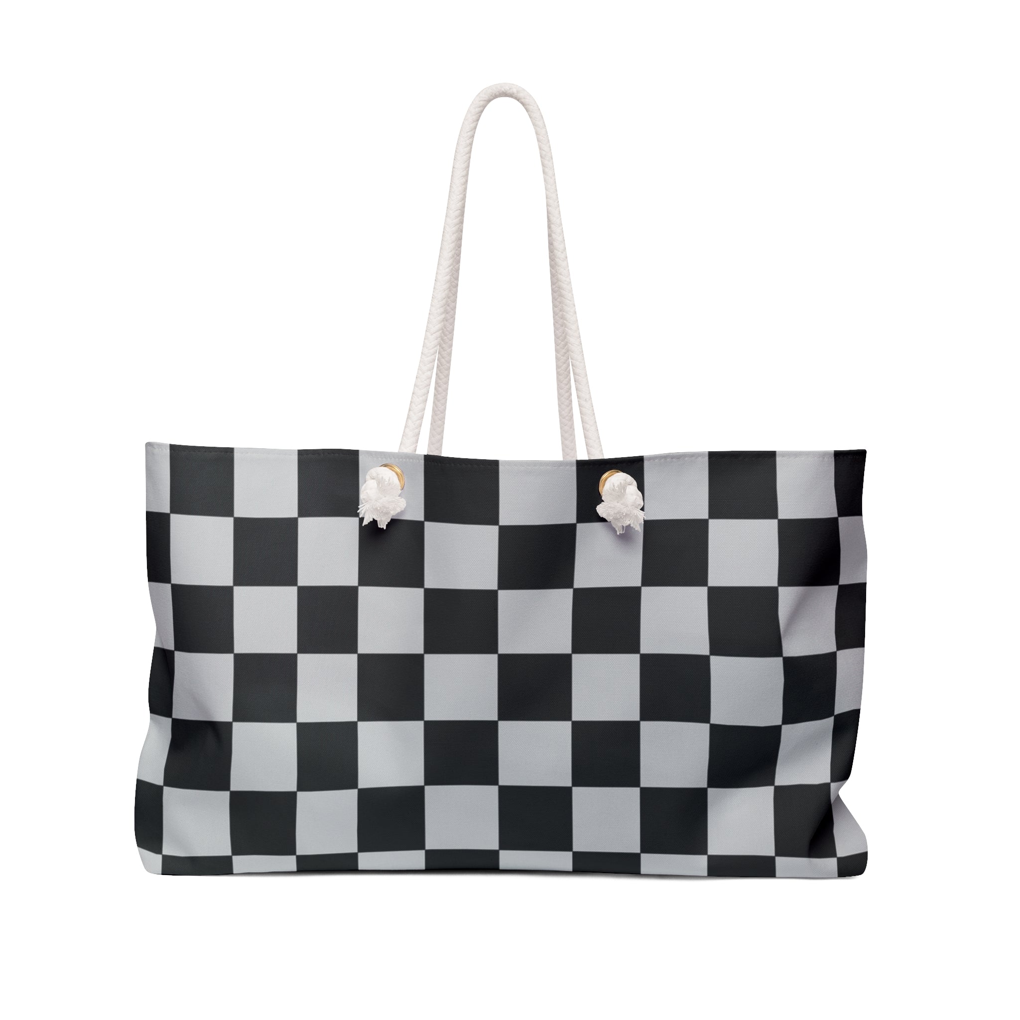 Checkerboard Dada Black and Light Gray Weekender Bag, Artsulli - Art is Long, Life is Short, Bags, Size, 24" × 13", , , , , 72789208359635508427