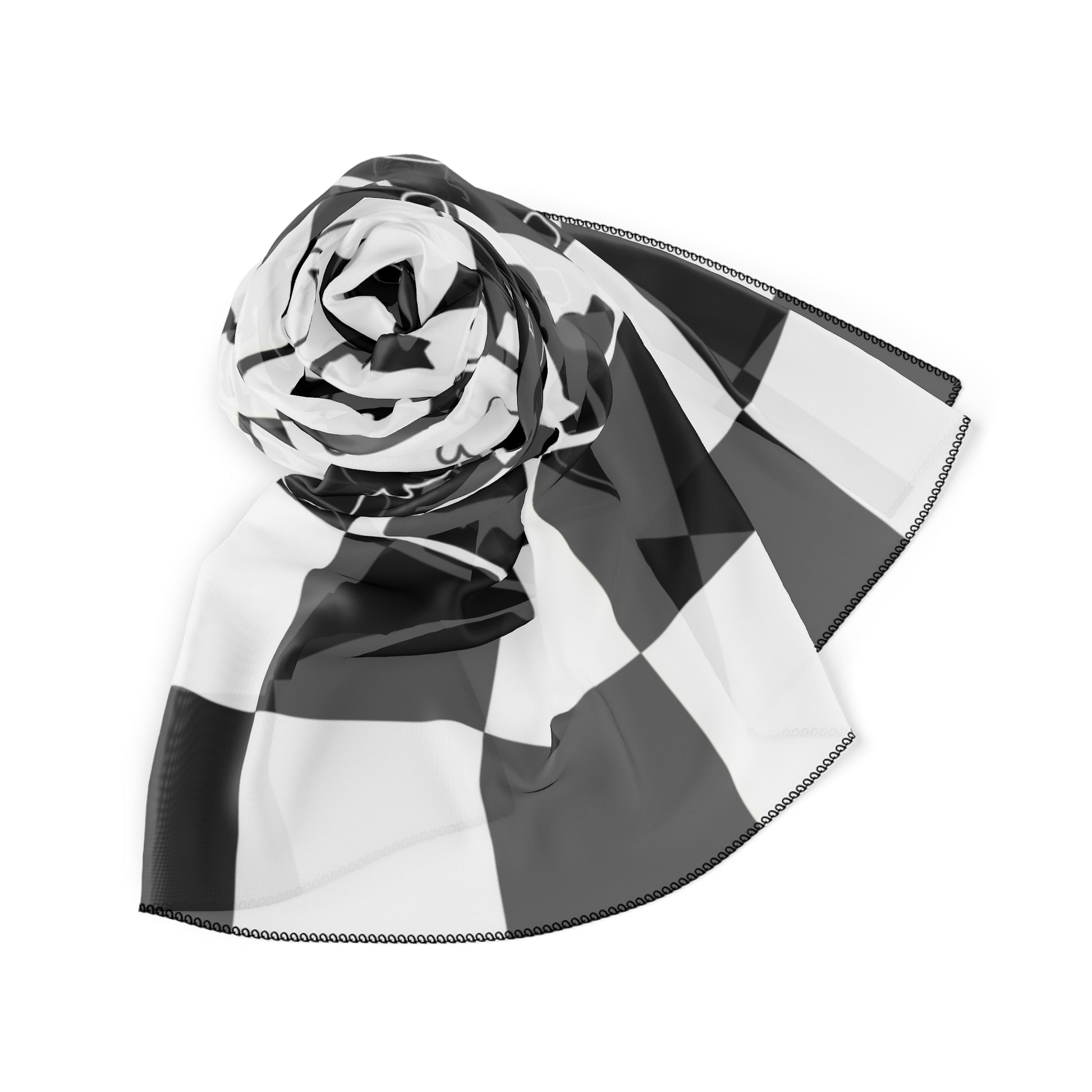Chessboard Black and White Poly Scarf, Artsulli - Art is Long, Life is Short, Accessories, , , , , , , 