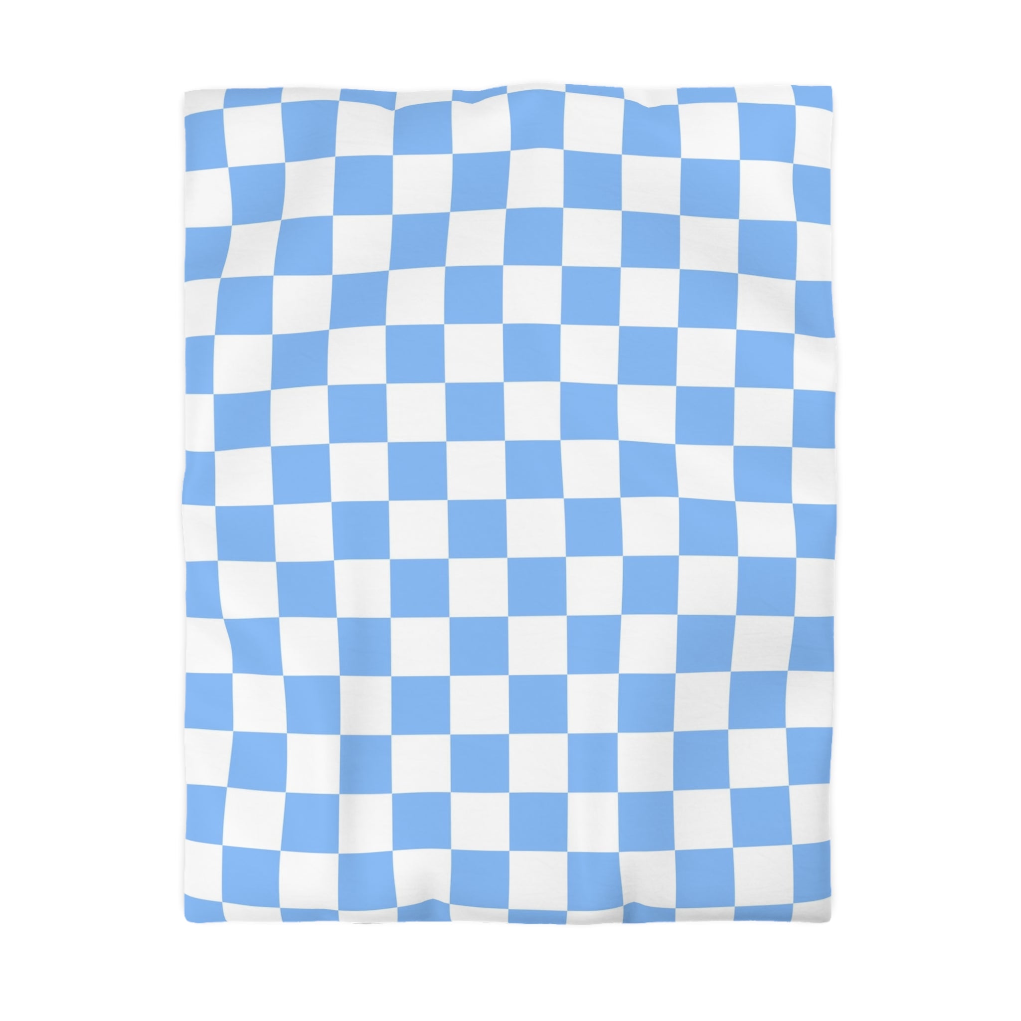 Checkerboard White and Light Blue Microfiber Duvet Cover, Artsulli - Art is Long, Life is Short, Home Decor, Size, Twin, Color, Cream, , , 10510352484639463493