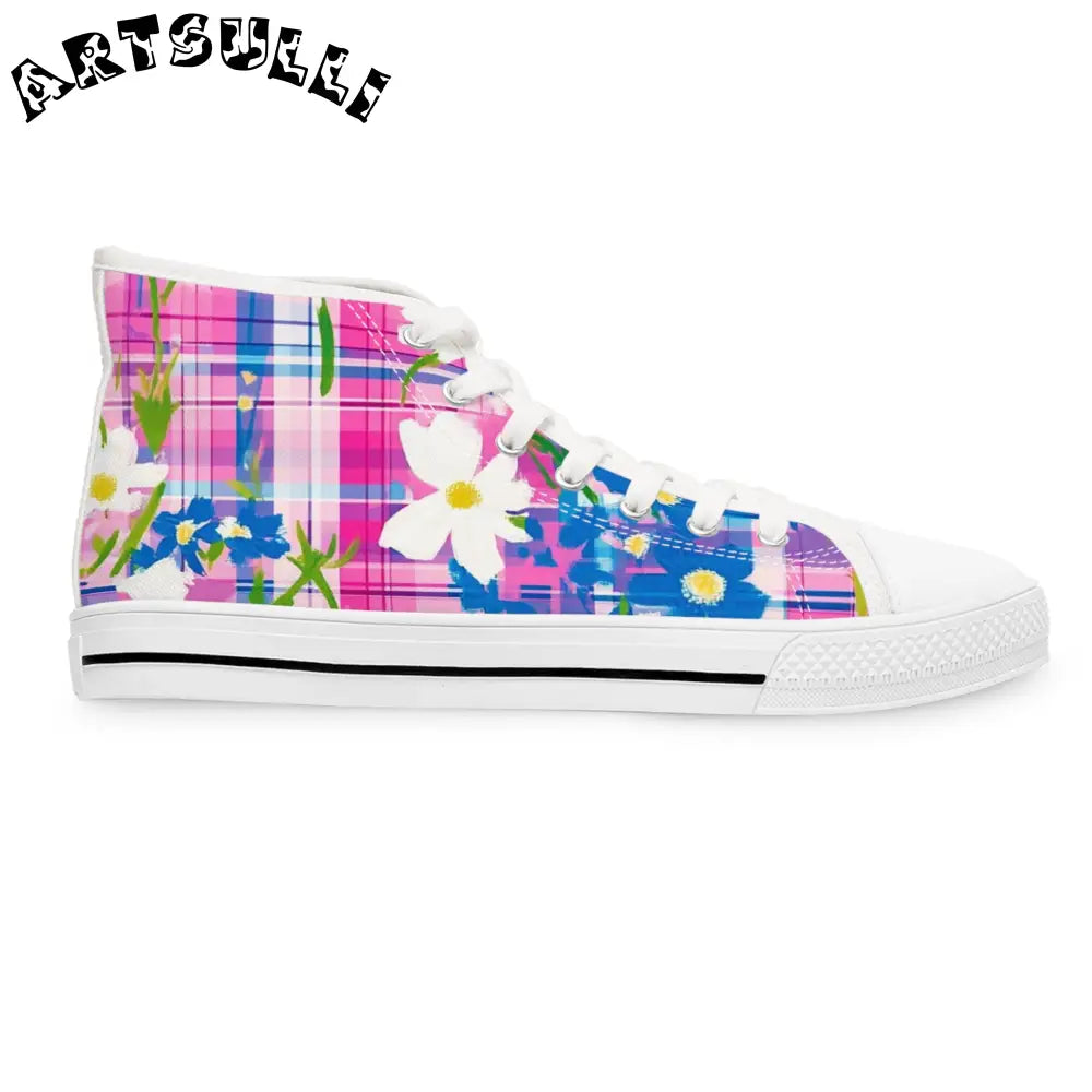 JAKKOUTTHEBXX Plaid Garden III Pink and Purple Women’s High Top