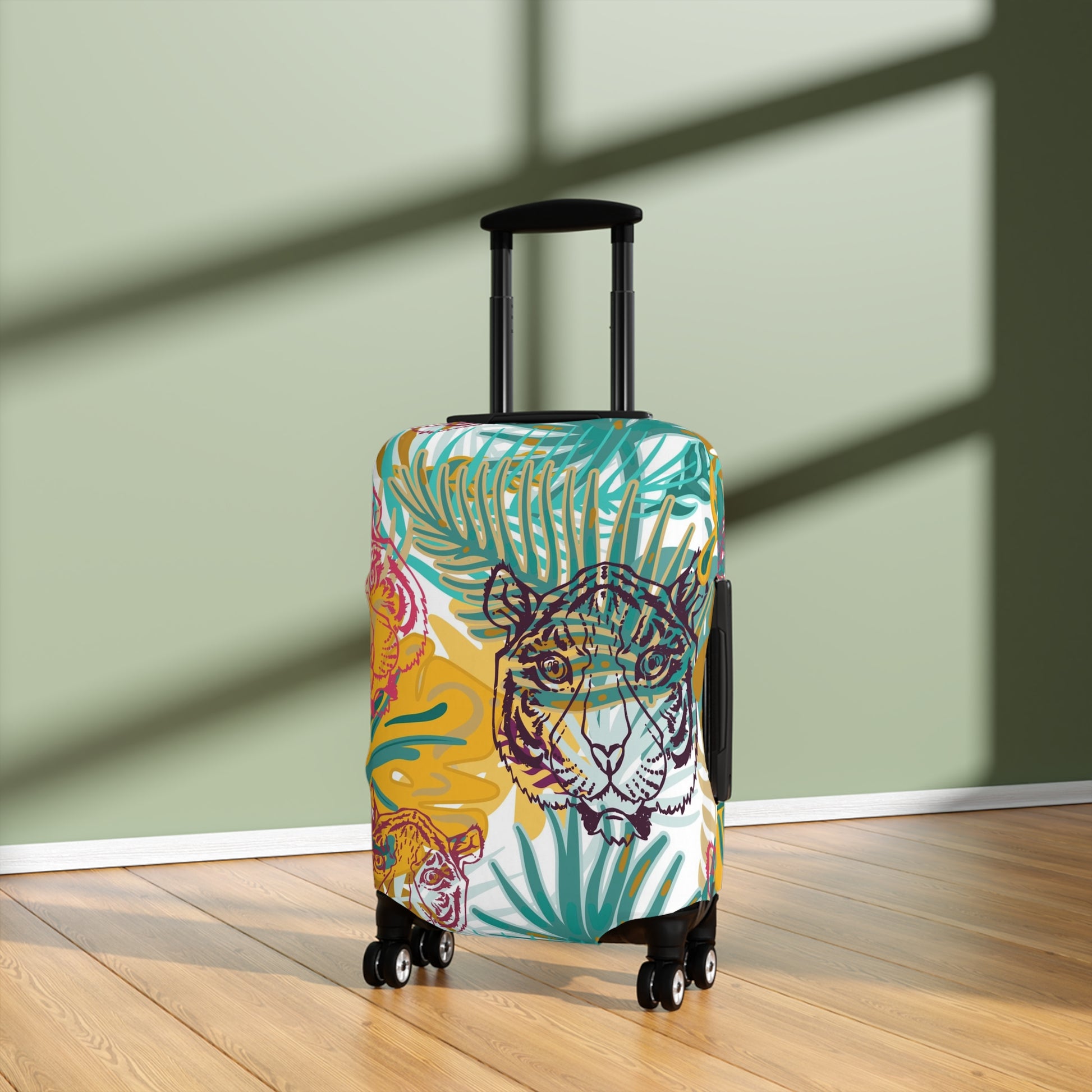 Tropical Jungle Tigers Brown and Green Luggage Cover, Artsulli - Art is Long, Life is Short, Accessories, , , , , , , 