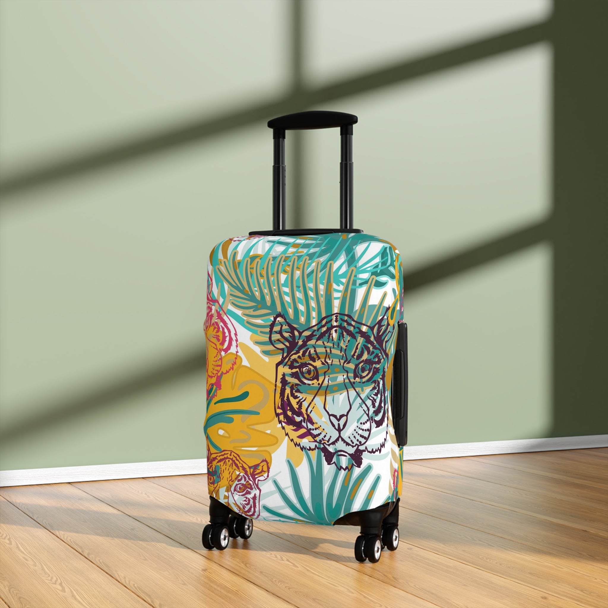 Tropical Jungle Tigers Brown and Green Luggage Cover, Artsulli - Art is Long, Life is Short, Accessories, , , , , , , 