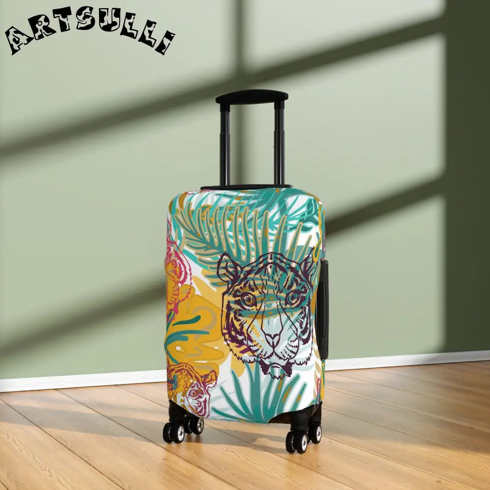 JAKKOUTTHEBXX Tropical Jungle Tigers Brown and Green Luggage Cover