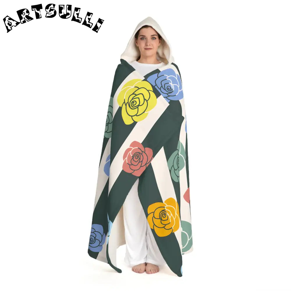 JAKKOUTTHEBXX Stripes x Roses II Black and White Hooded Sherpa