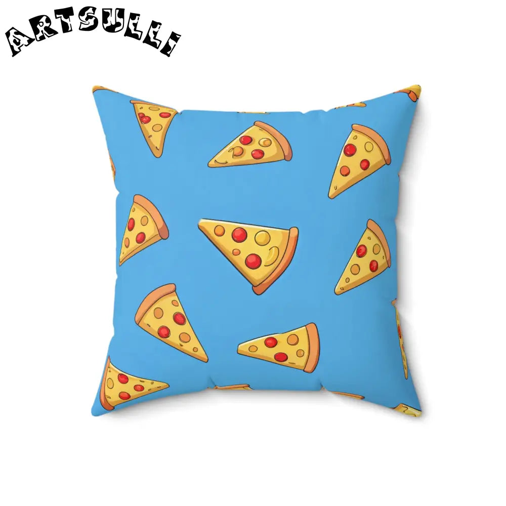 JAKKOUTTHEBXX Blue Pizza Dreamscape Spun Polyester Square Pillow