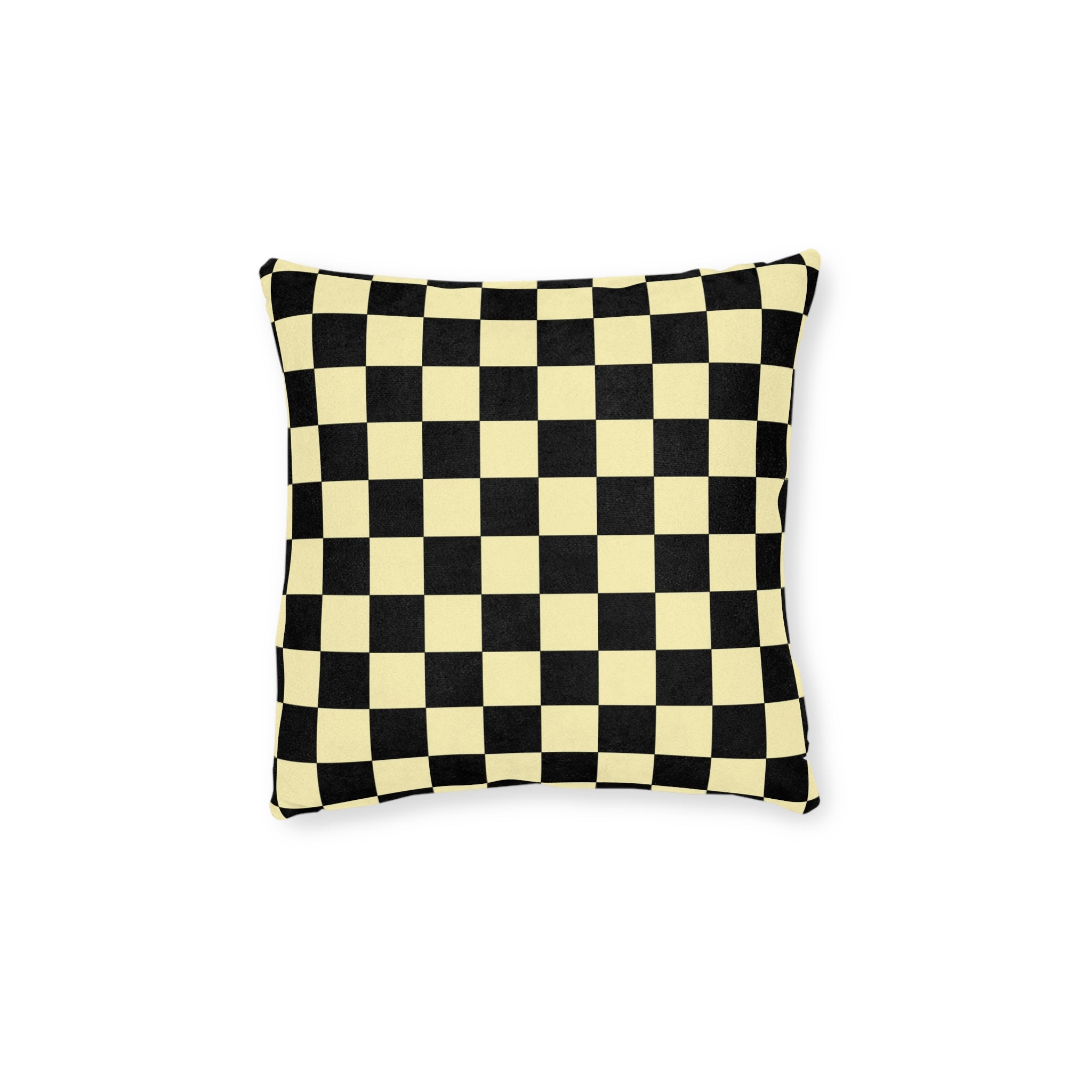 Checkerboard Black and Yellow Square Pillow, Artsulli - Art is Long, Life is Short, Home Decor, Size, 12" × 12", , , , , 93500187869957078557