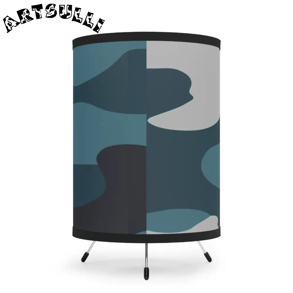 JAKKOUTTHEBXX Blue Camouflage Tripod Lamp with High-Res Printed